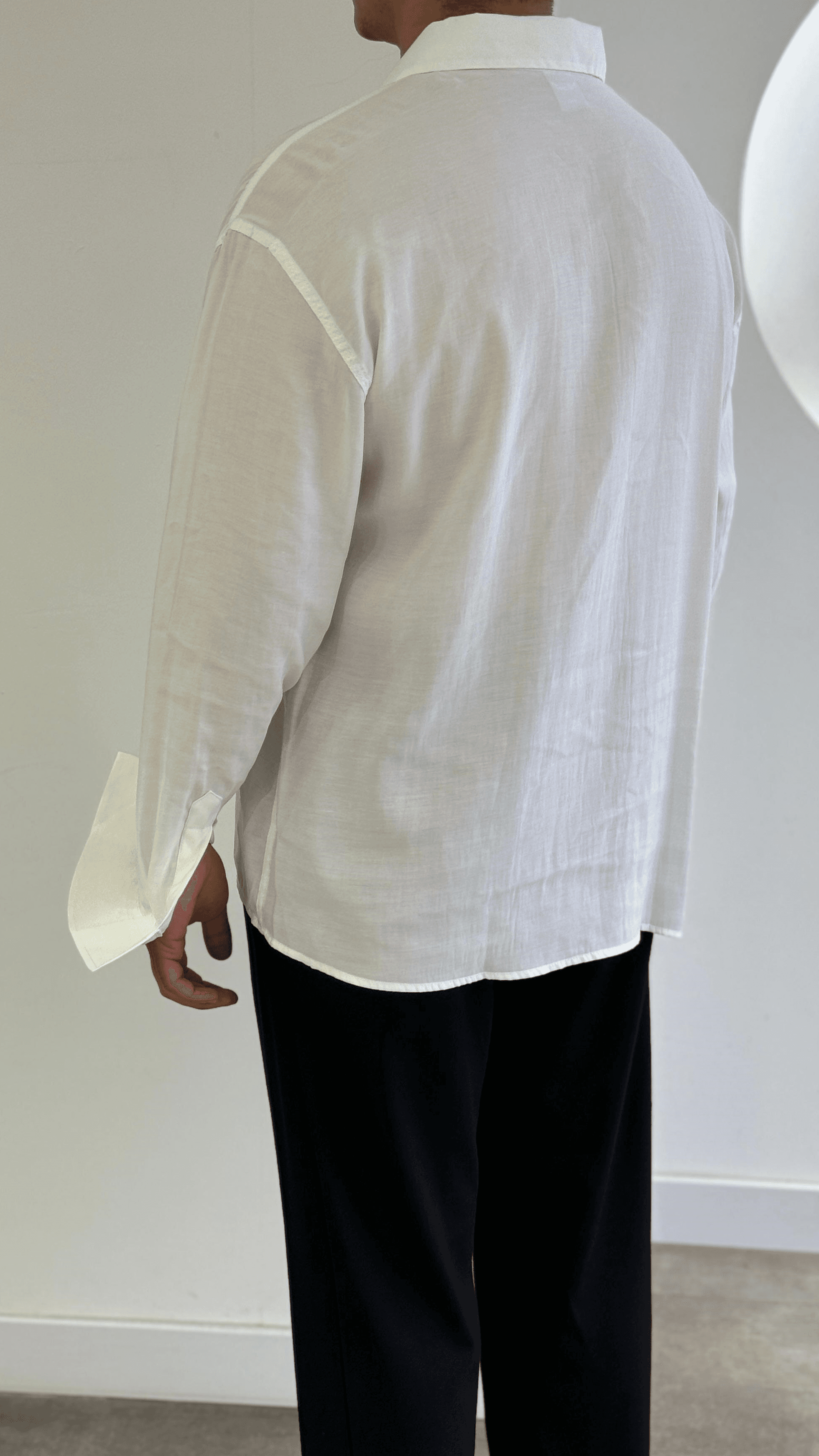 Beyaz Modal Kumaş Oversize Gömlek
