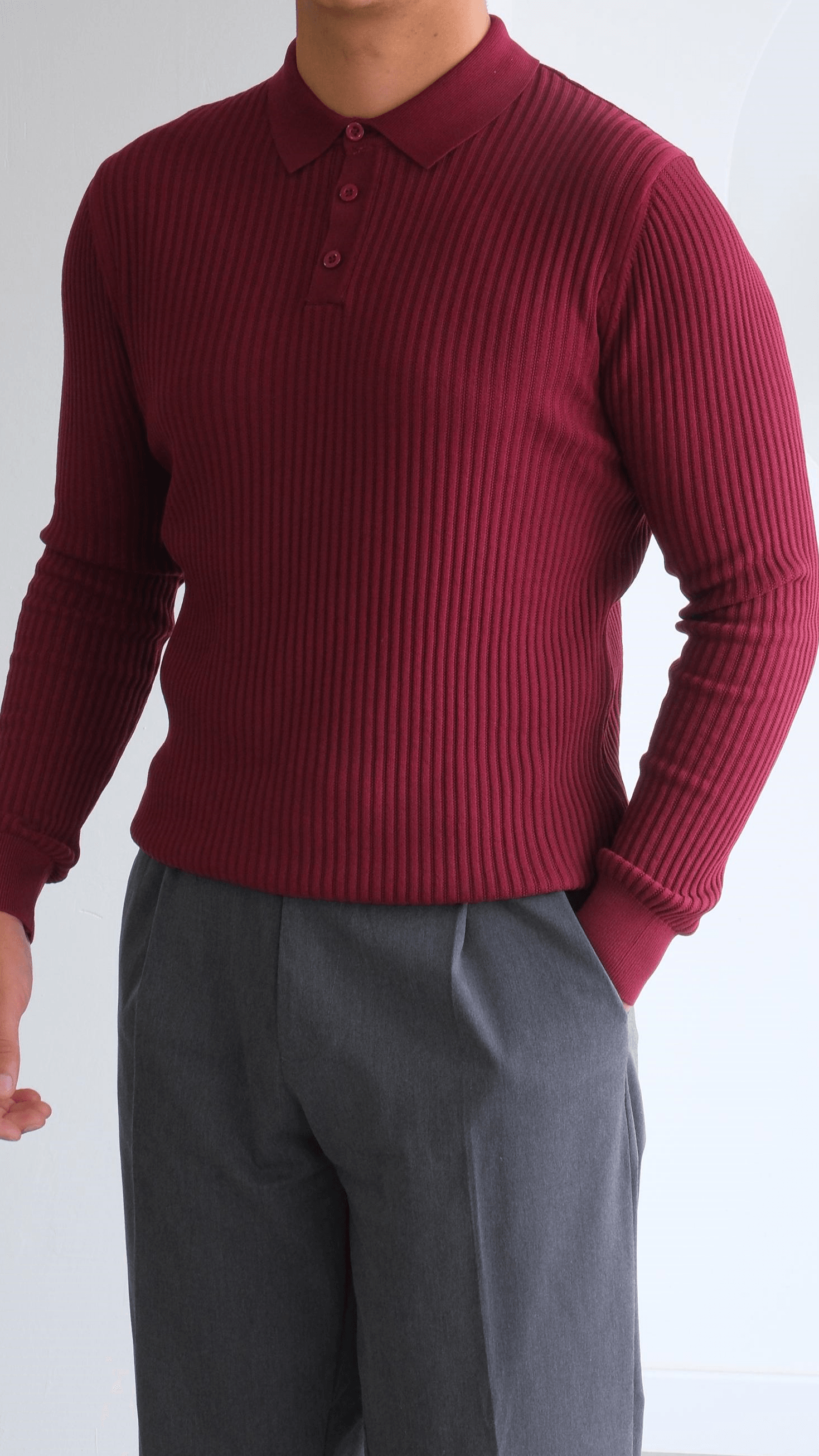 Bordo Polo Yaka Triko