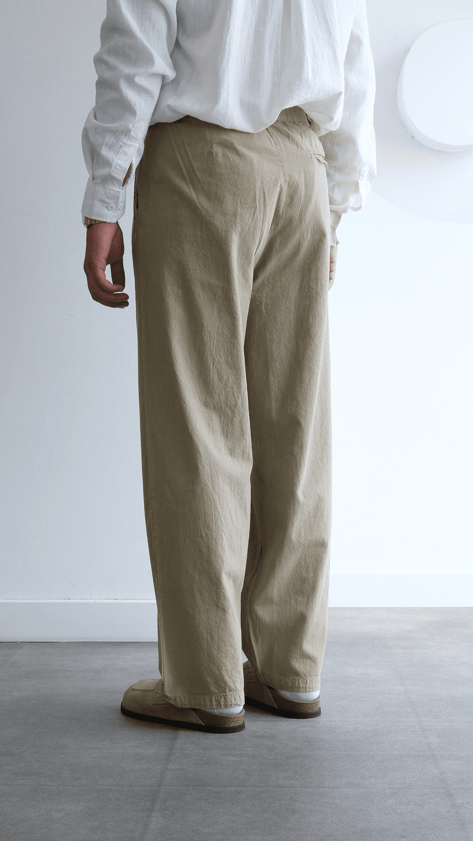 Haki Yıkamalı Keten Baggy Pantolon