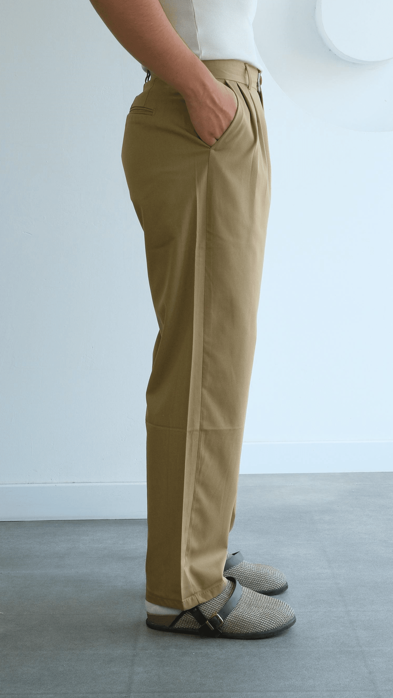 Camel Baggy Pileli Kumaş Pantolon
