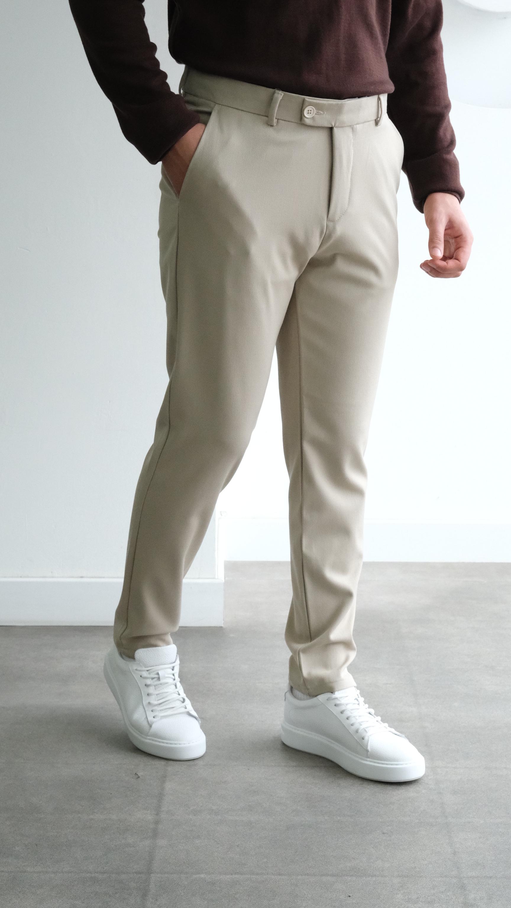 Bej Klasik Kesim Kumaş Pantolon