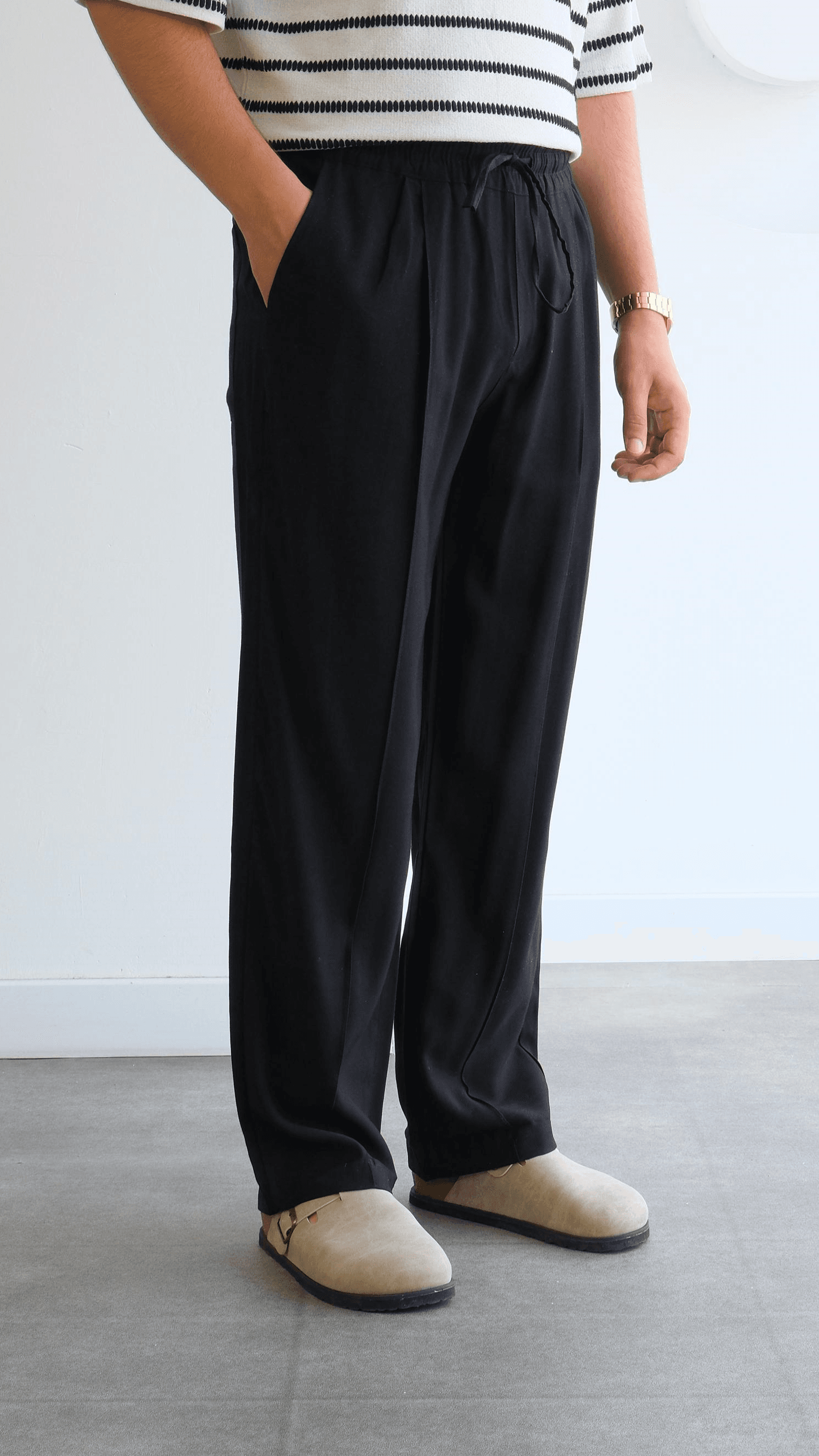 Siyah Modal Baggy Pantolon