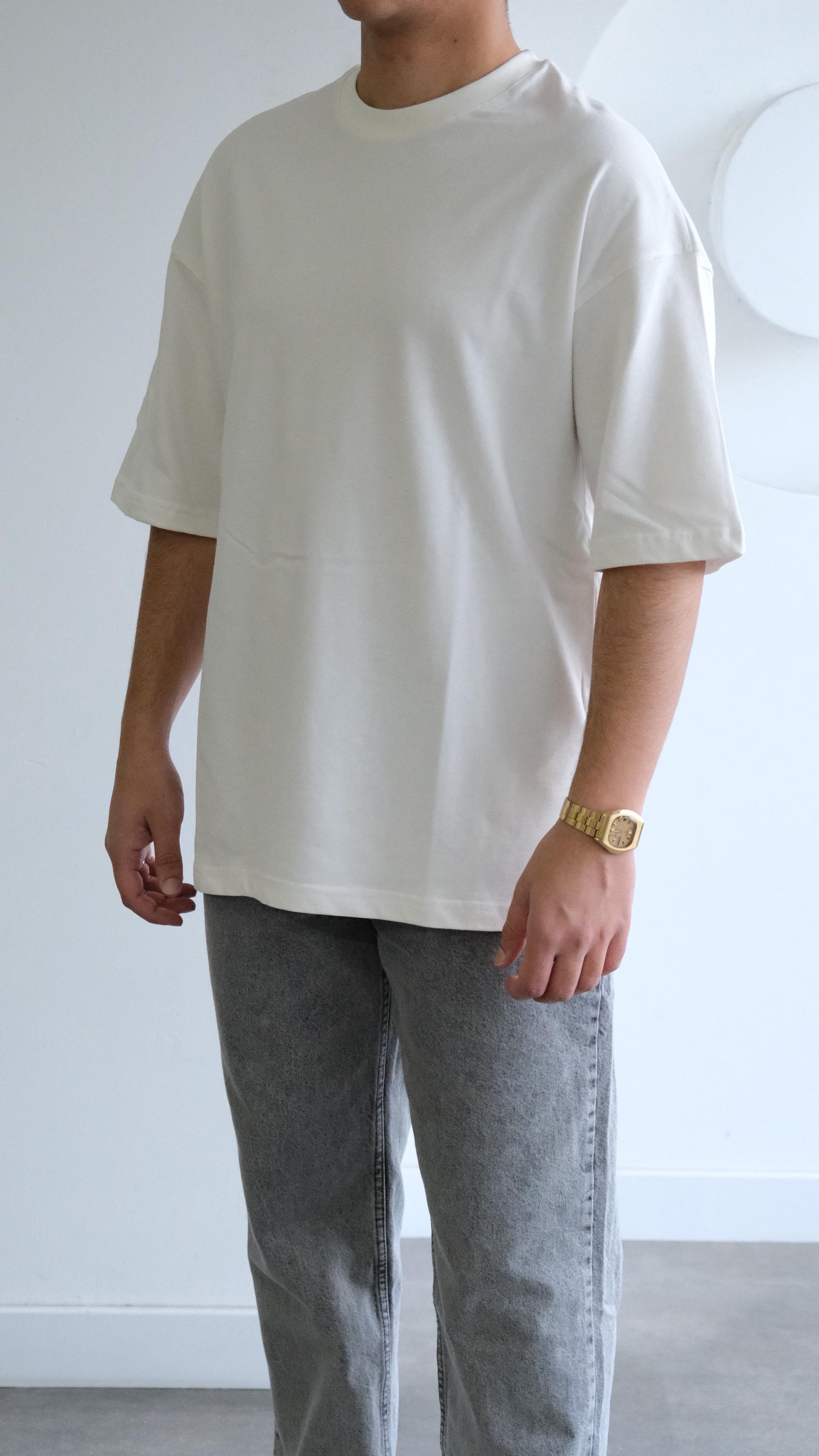 Beyaz Oversize Basıc Tshirt