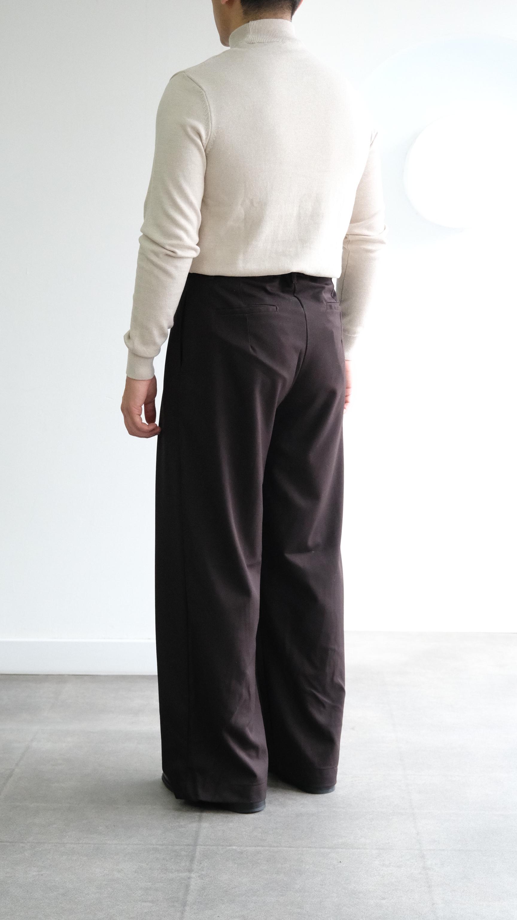 Acı Kahve Pileli Baggy Kumaş Pantolon