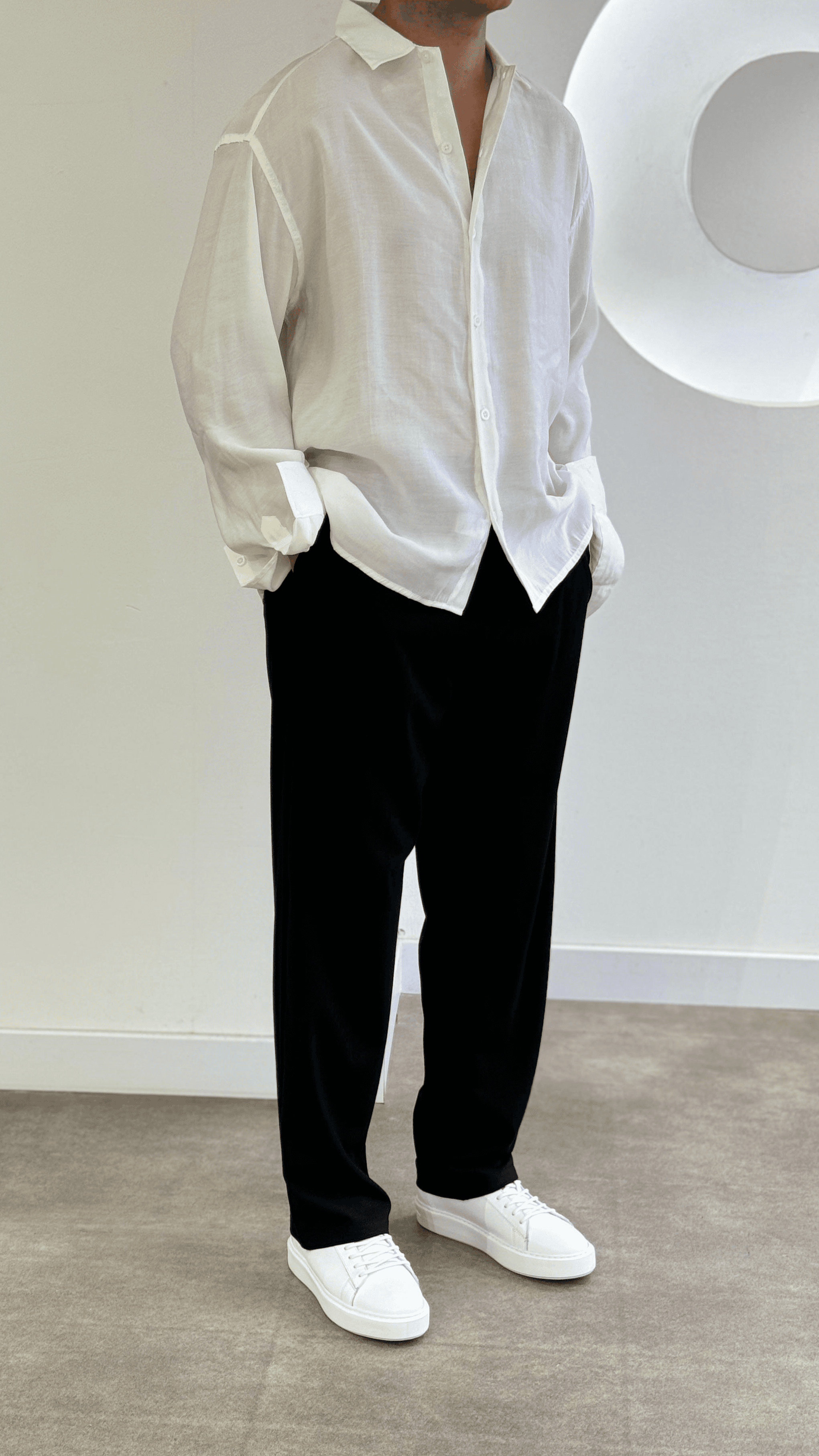 Beyaz Modal Kumaş Oversize Gömlek