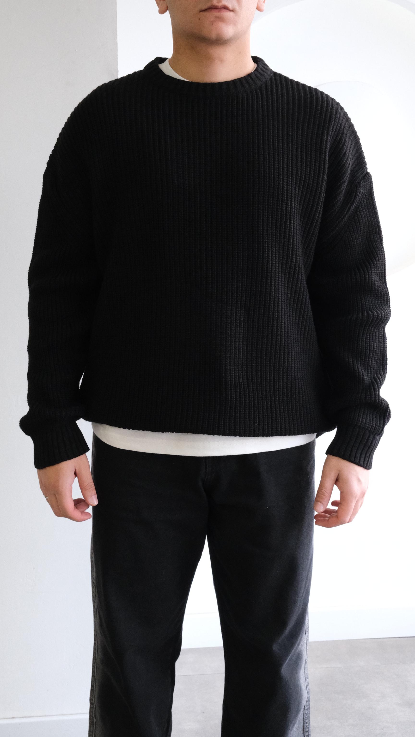 Siyah Örme Oversize Kazak