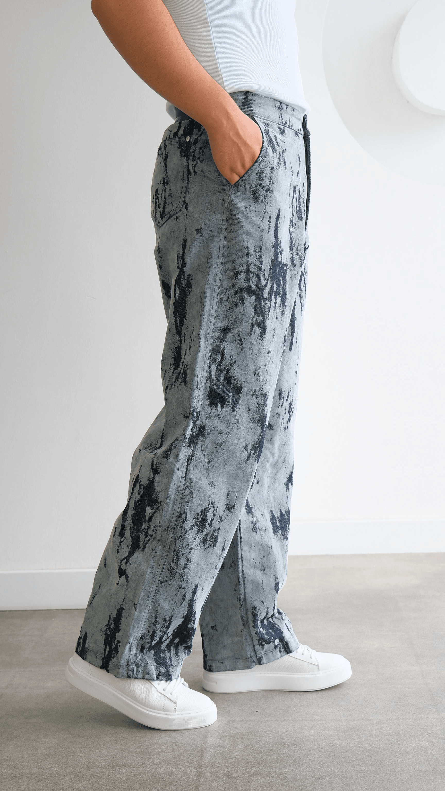 Flok Desenli Jean Pantolon