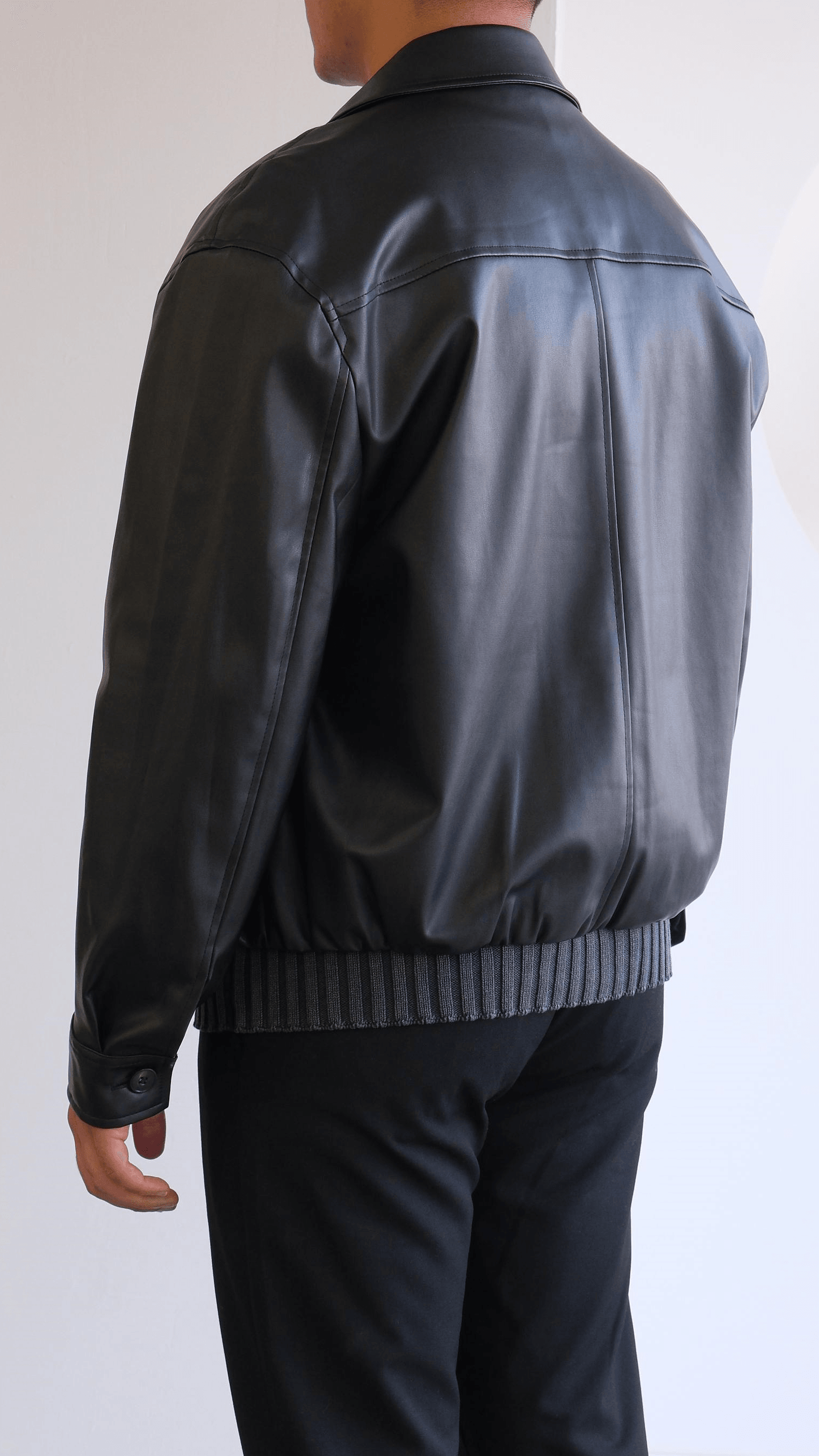 Deri Siyah Bomber Ceket