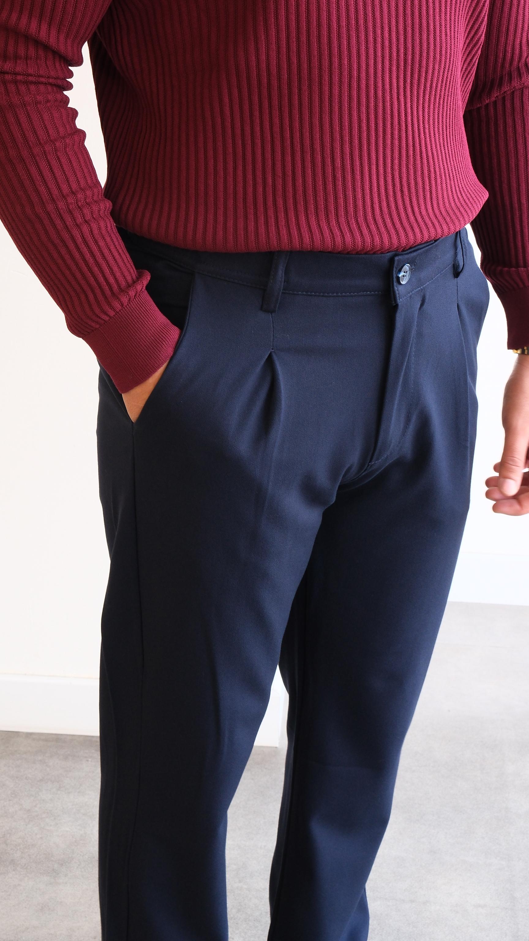 Lacivert Straight Fıt Kumaş Pantolon