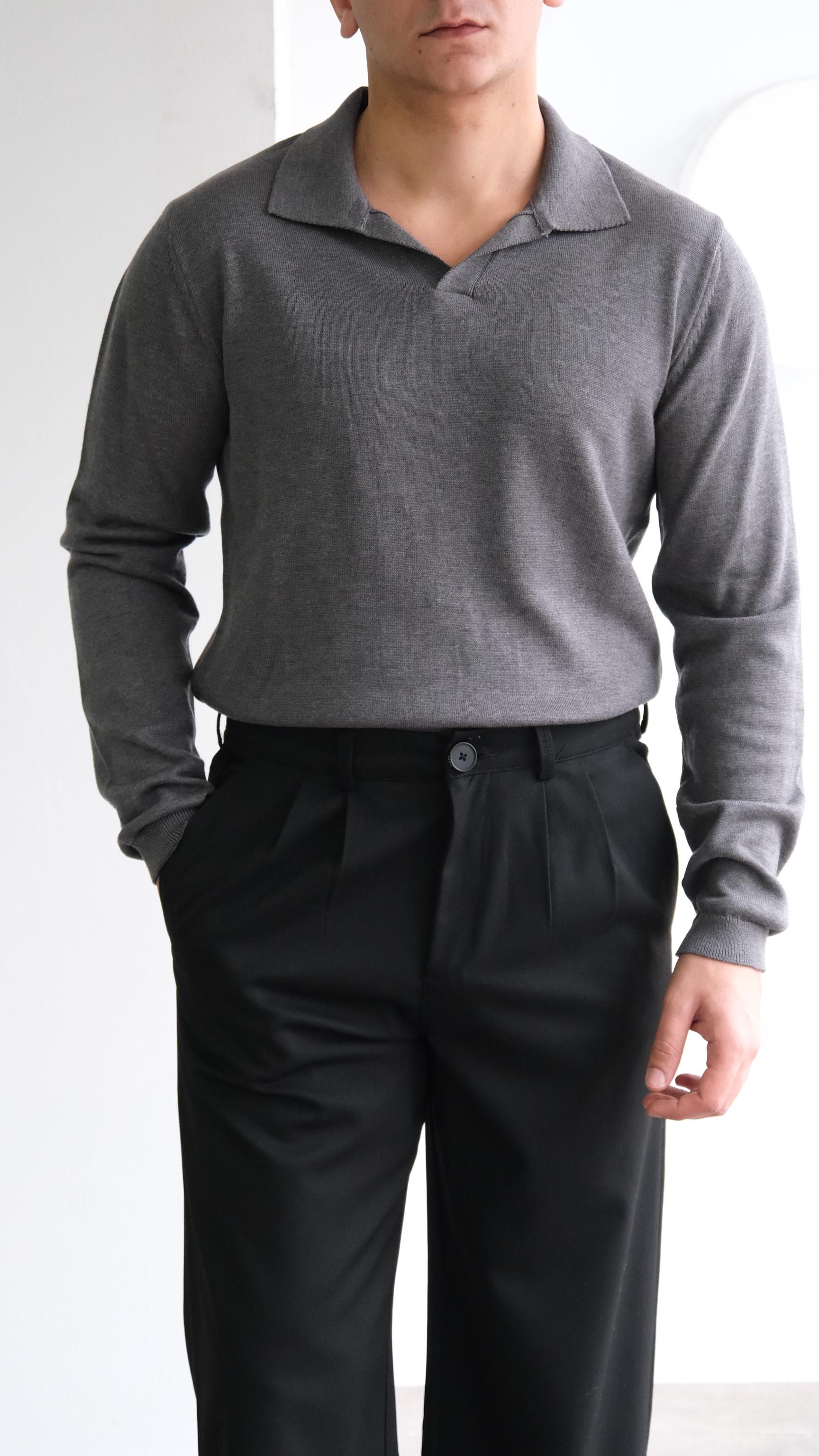 Antrasit Apaş Yaka Triko