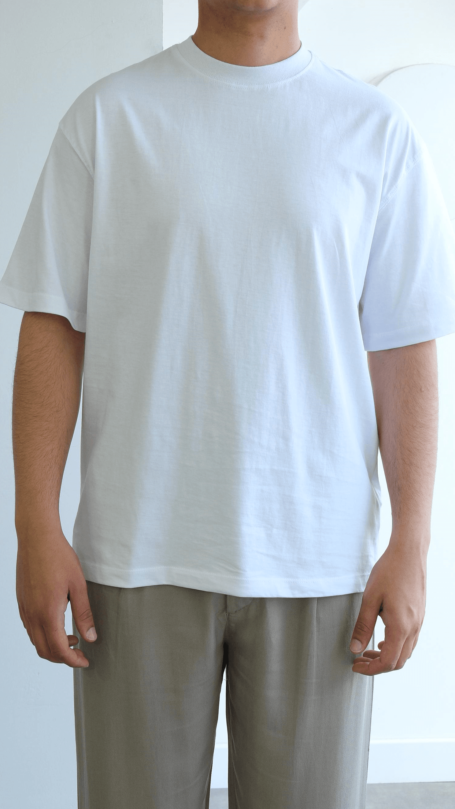 Beyaz Basıc Oversize Tshirt