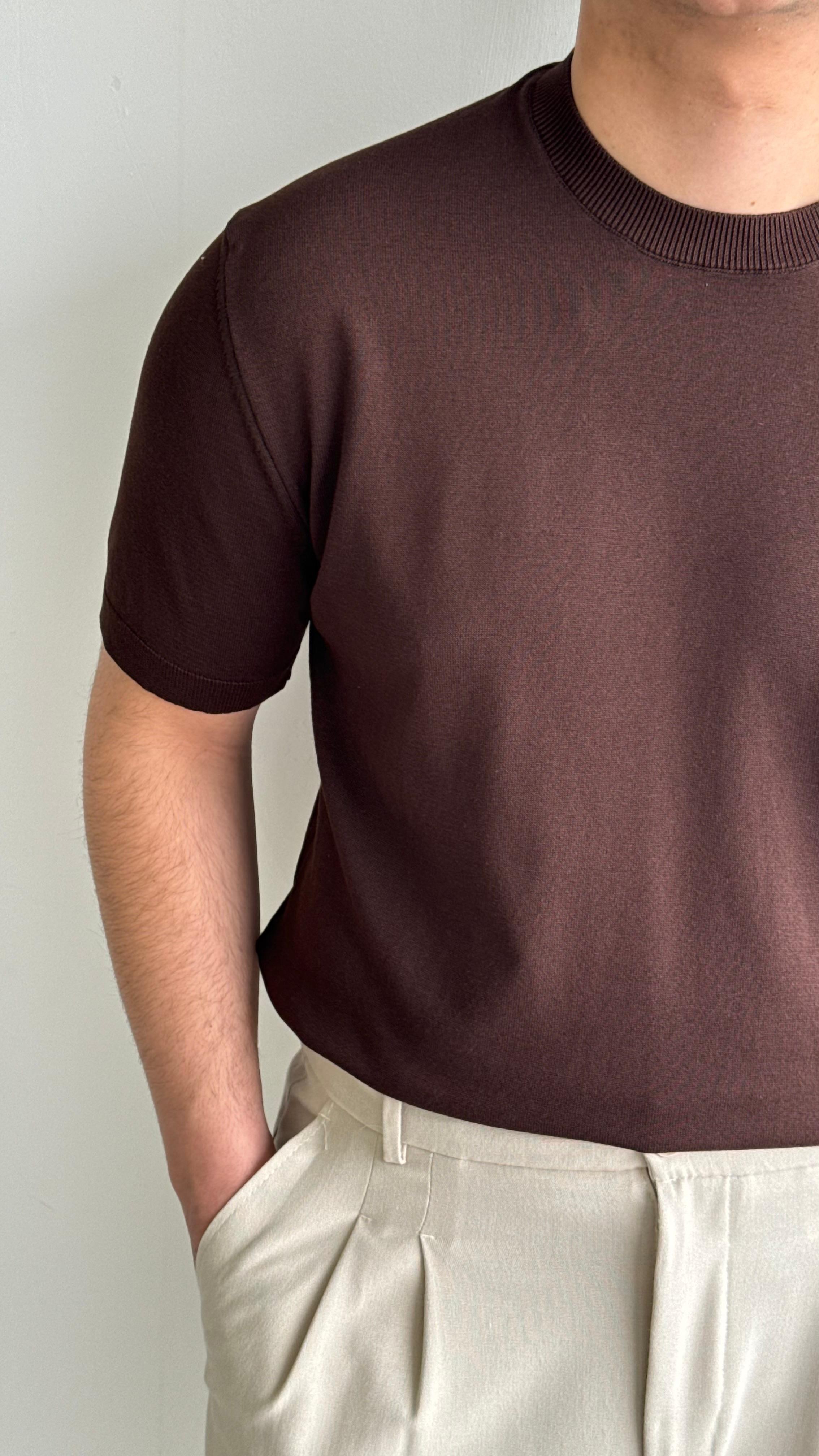 Kahve Basic Triko Tshirt
