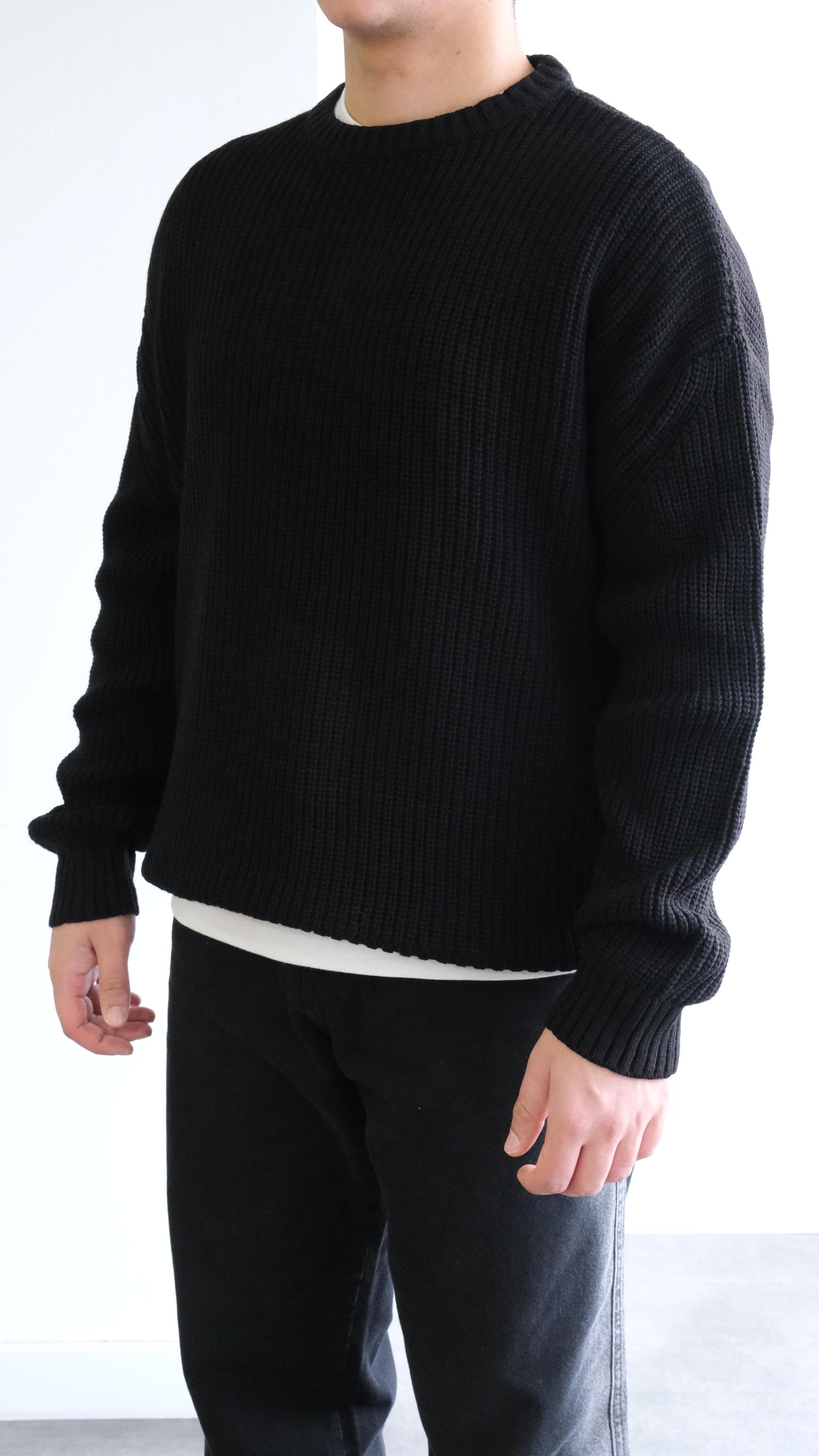 Siyah Örme Oversize Kazak