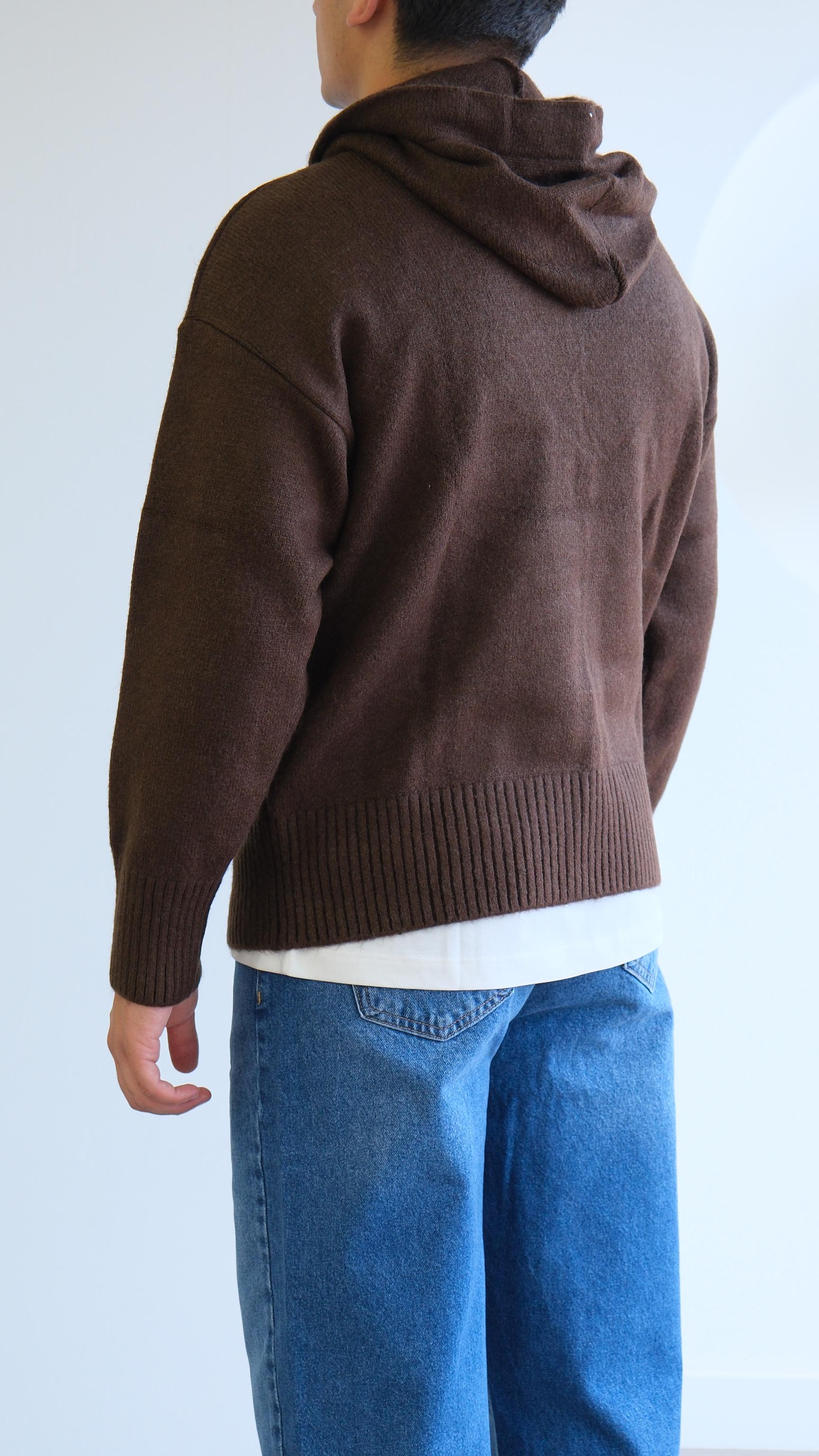 Kahve Yün Kapüşonlu Sweatshirt