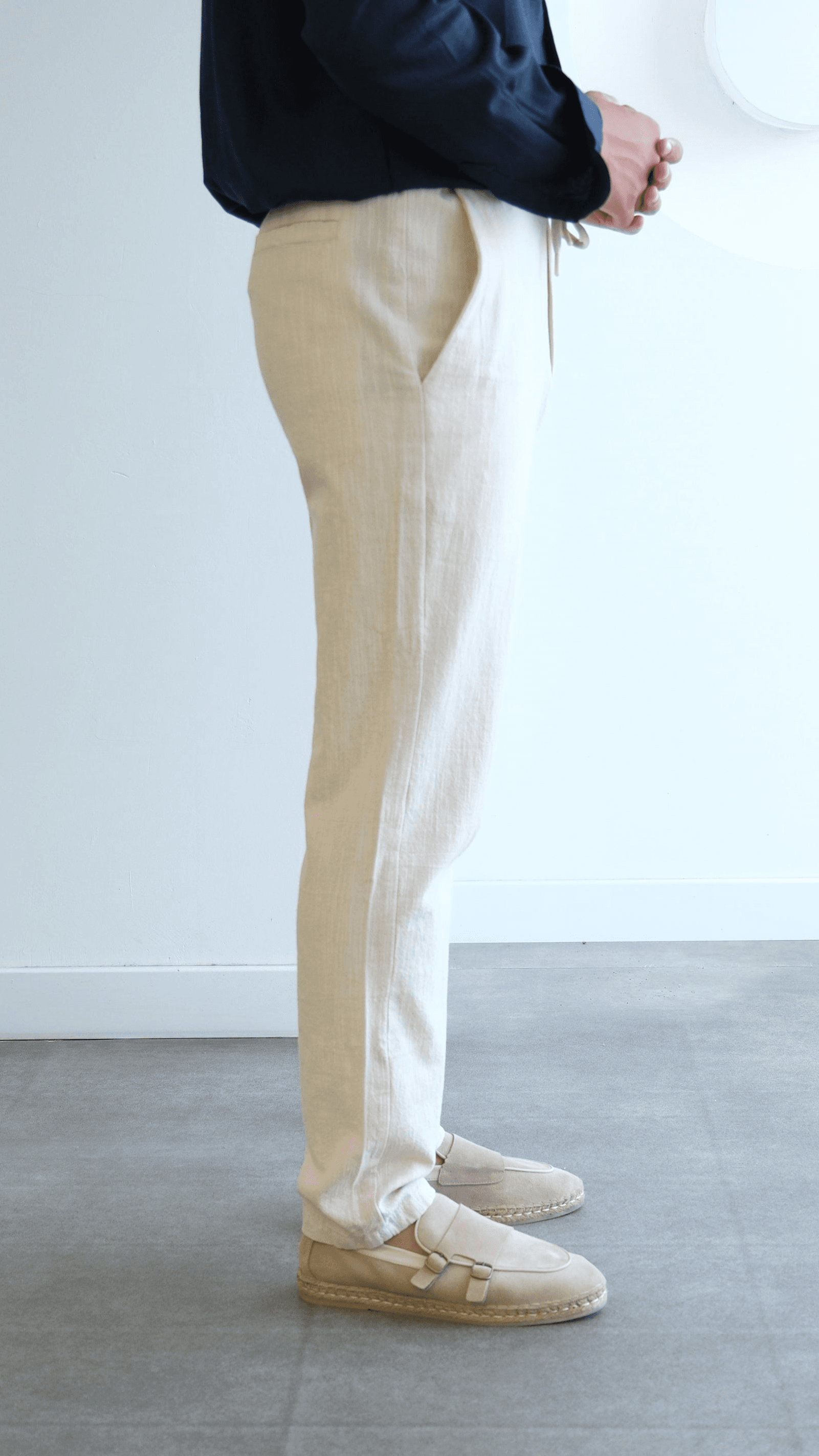 Bej Regular Keten Pantolon