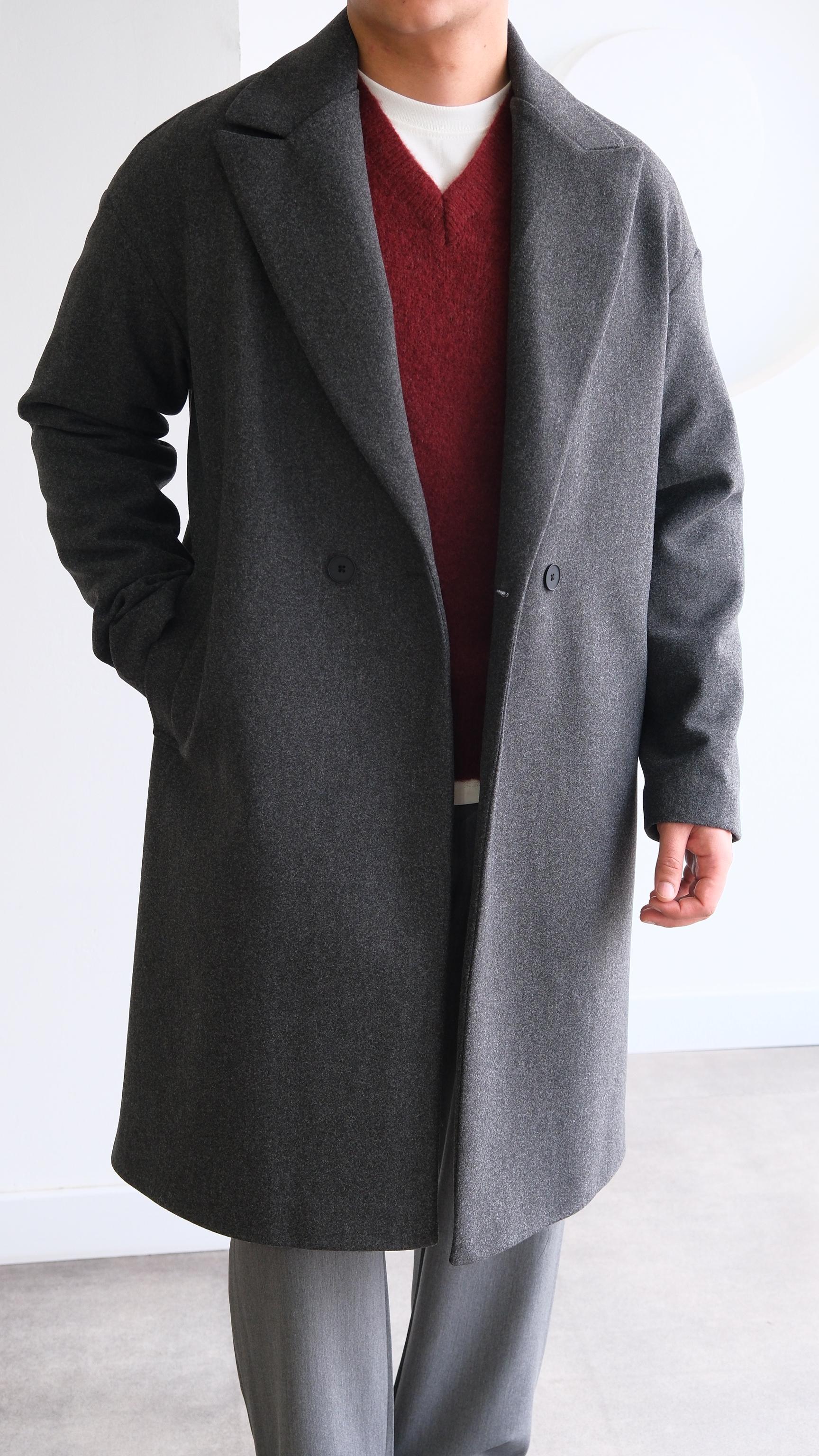 Antrasit Kruvaze Kaşe Kaban