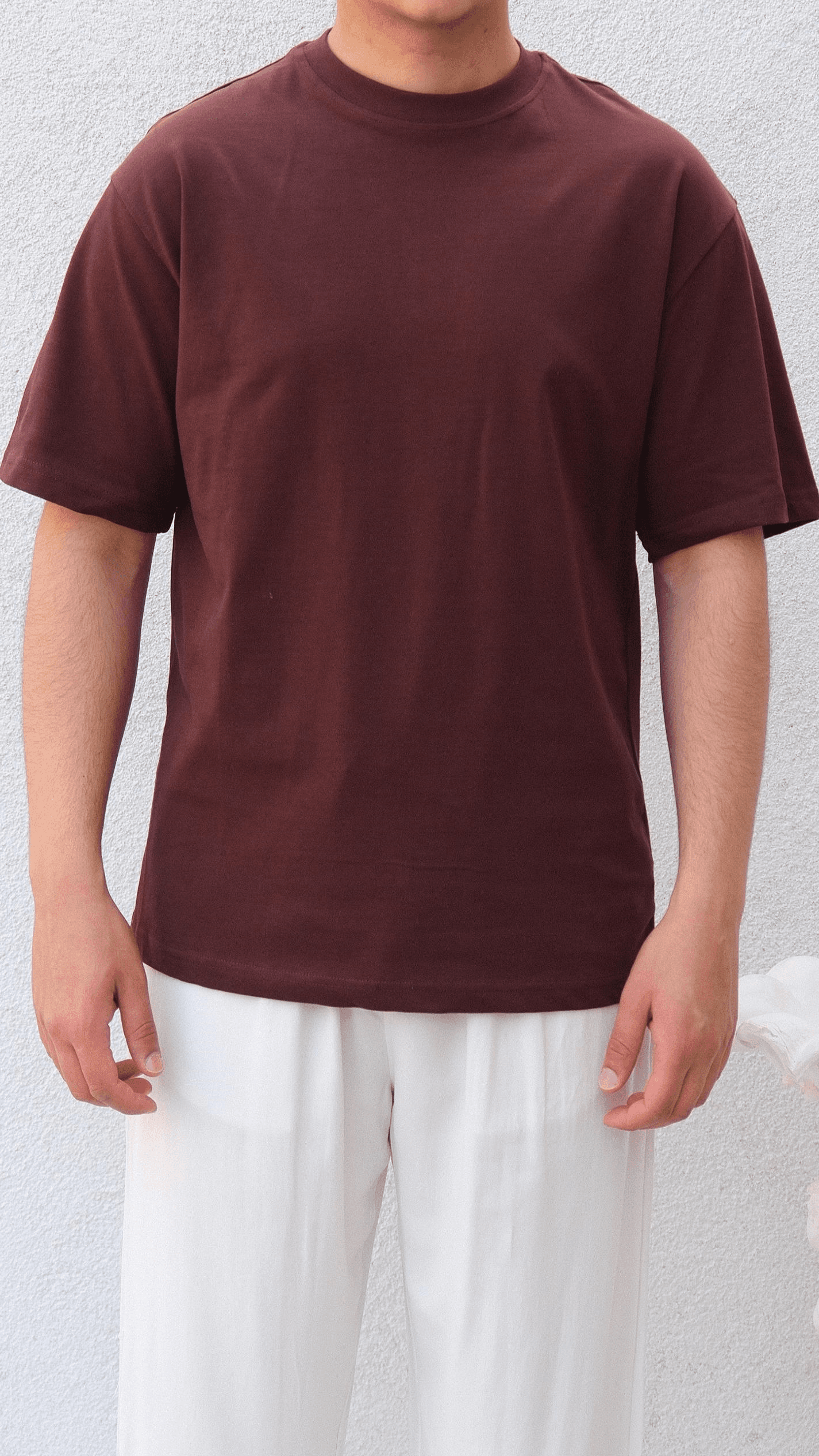 Bordo Oversize Basıc Tshirt