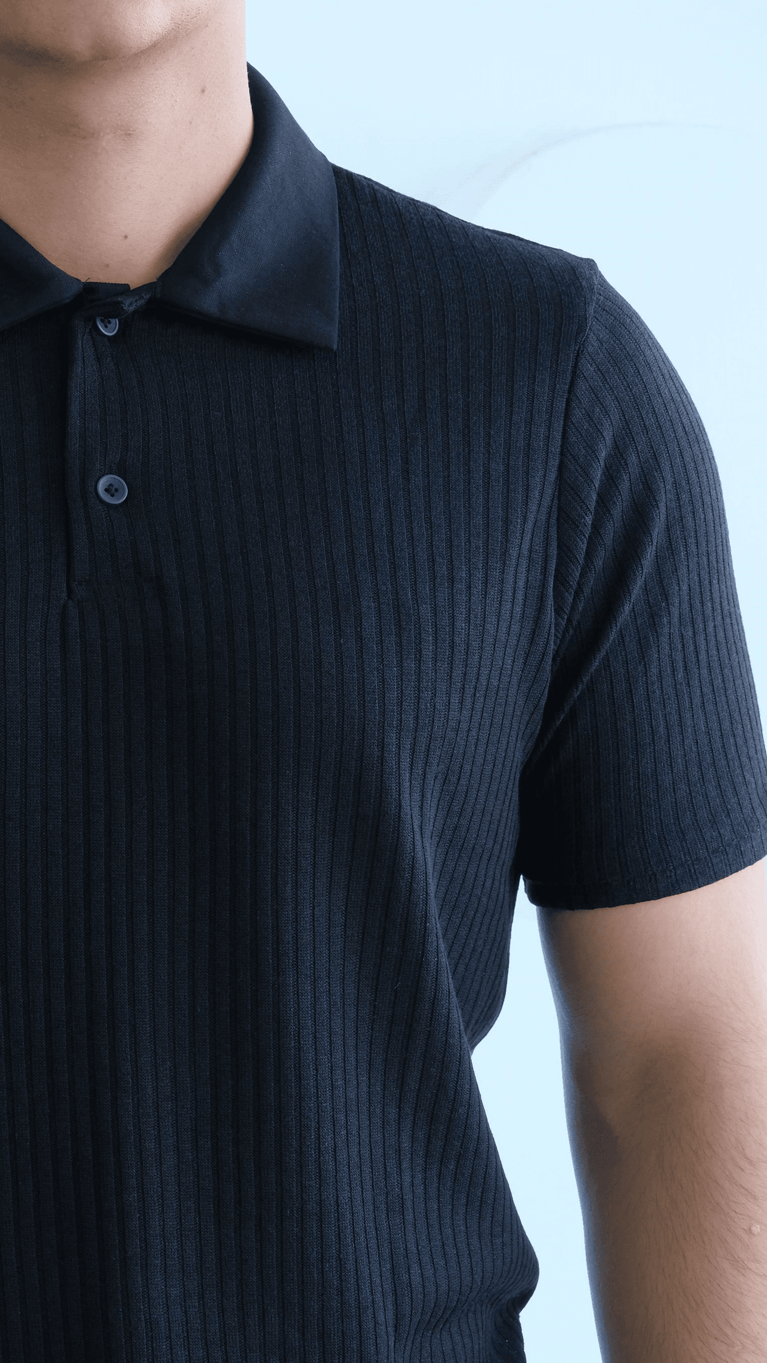 Siyah Fitilli Polo Yaka Tshirt