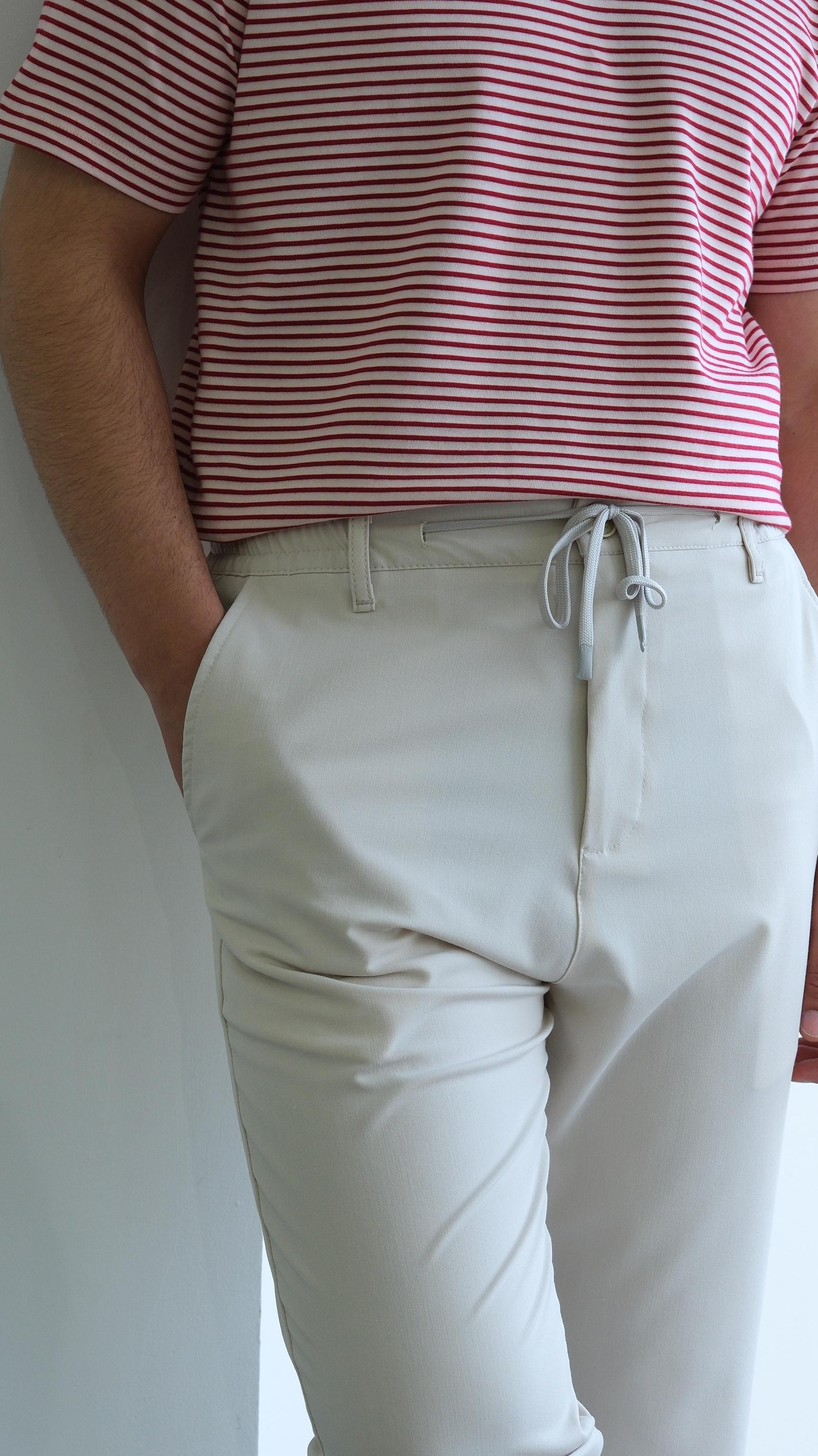 Ekru Jogger Teknik Kumaş Pantolon