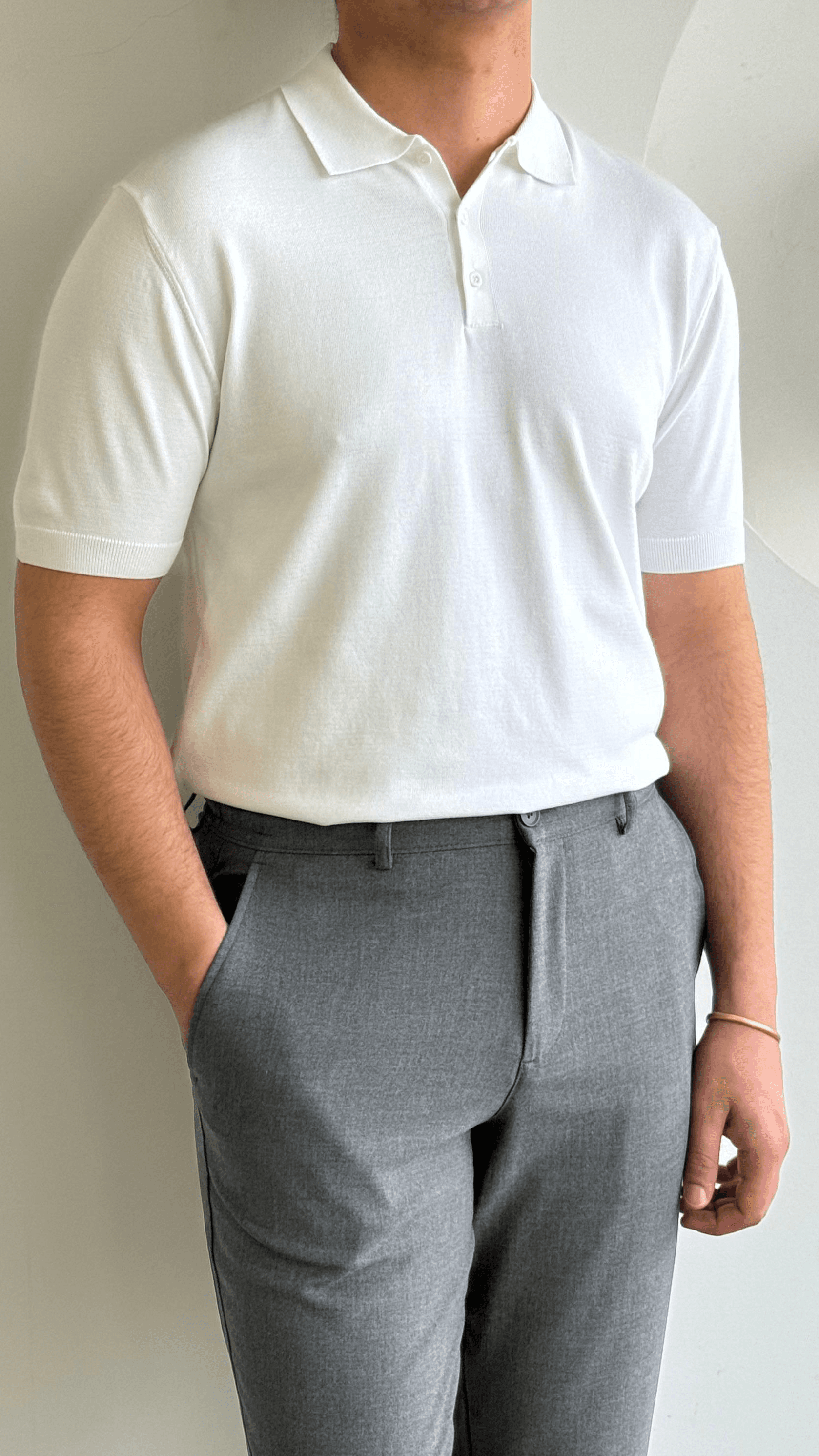 Beyaz Polo Yaka Triko