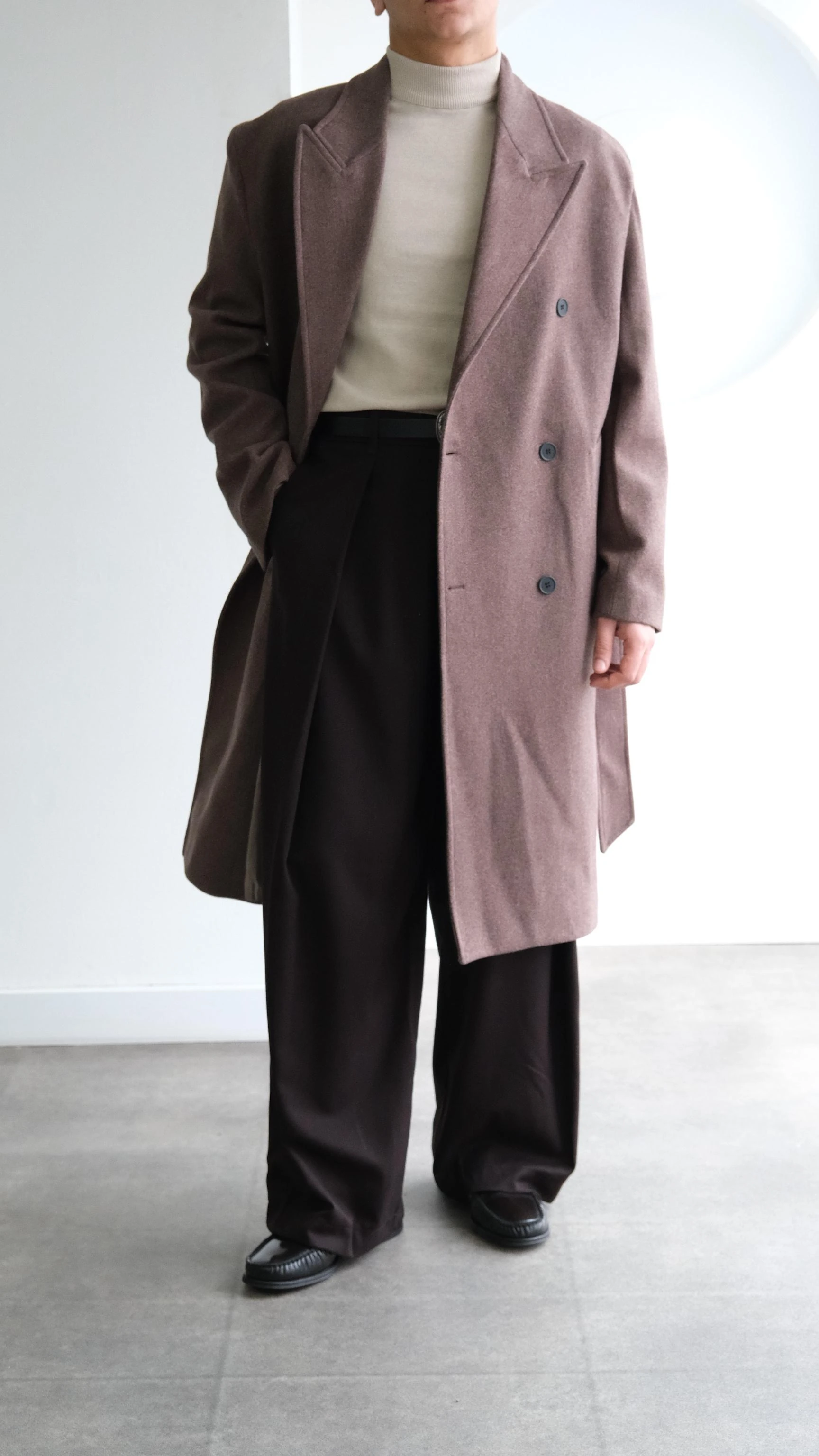 Kahve Kruvaze Kaşe Kaban