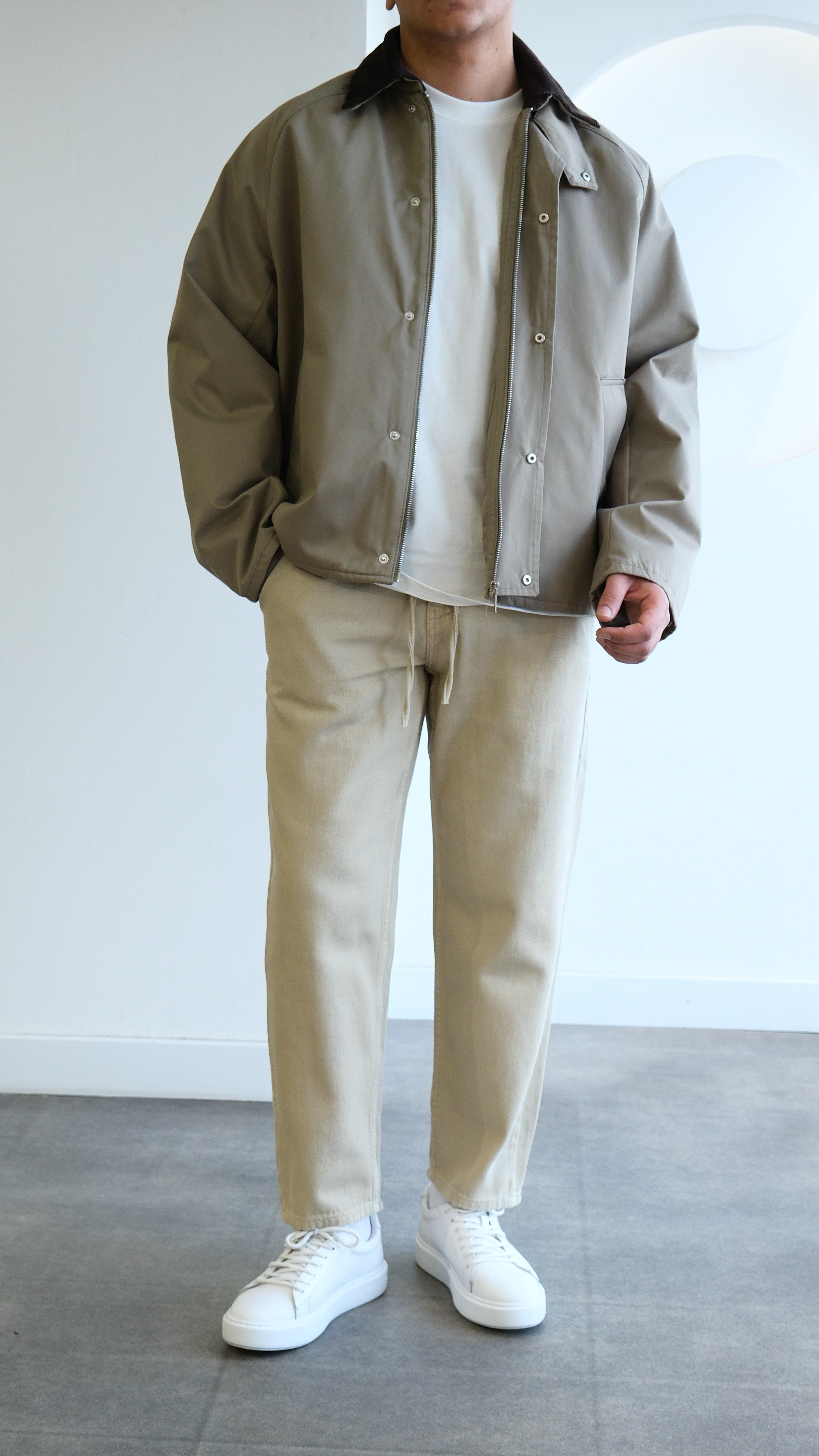 Kontrast Yaka Haki Teknik Ceket