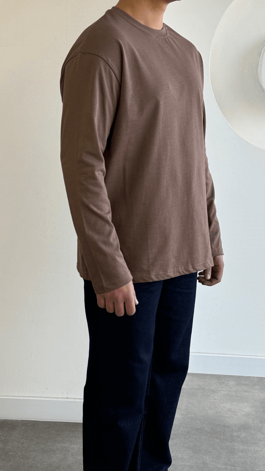 Kahve Uzun Kollu Basic Tshirt