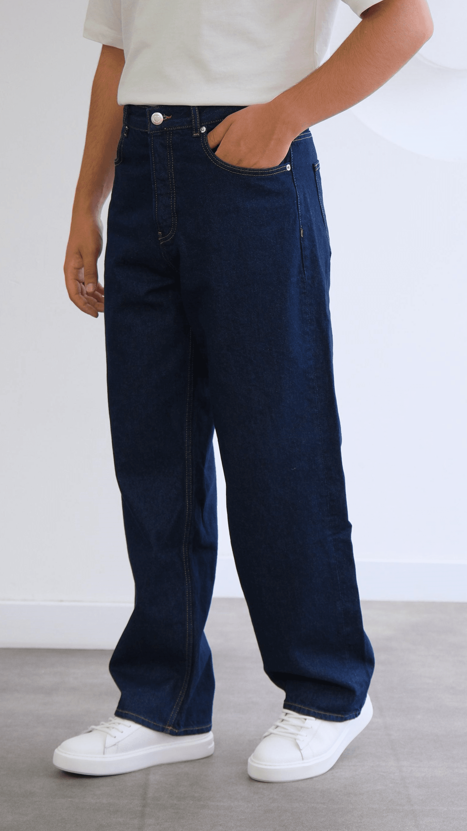 Lacivert Baggy Jean Pantolon
