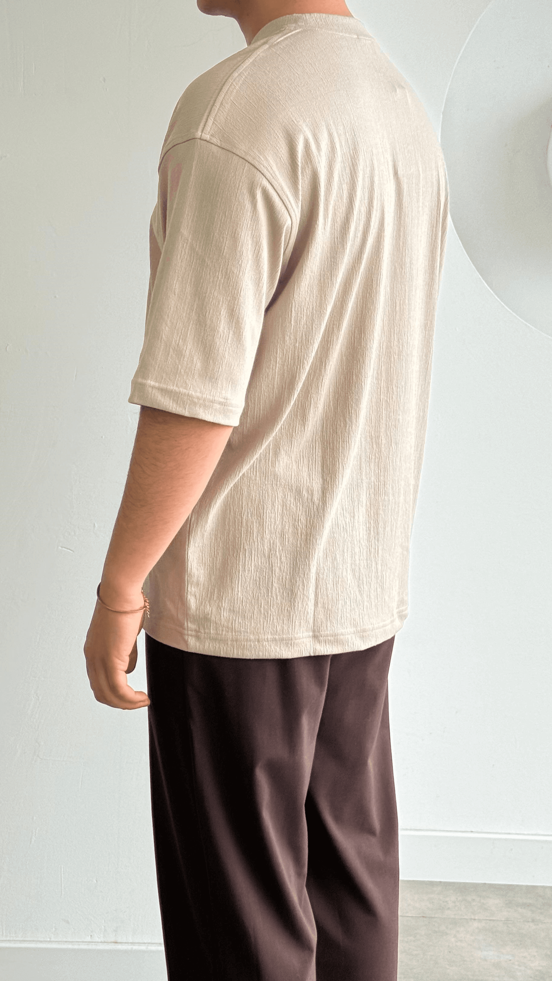 Bej Dokulu Oversize Tshirt