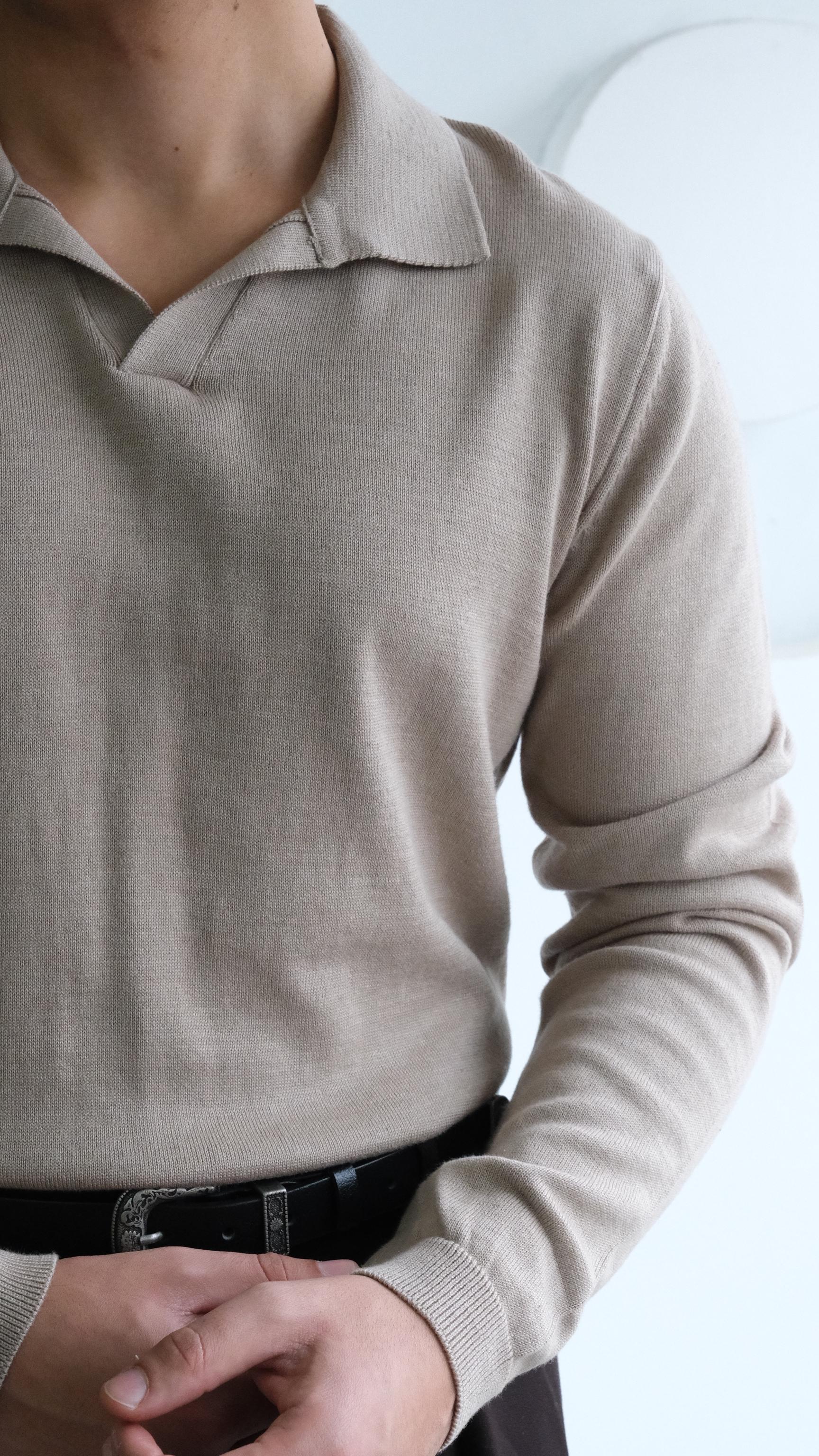 Bej Apaş Yaka Triko