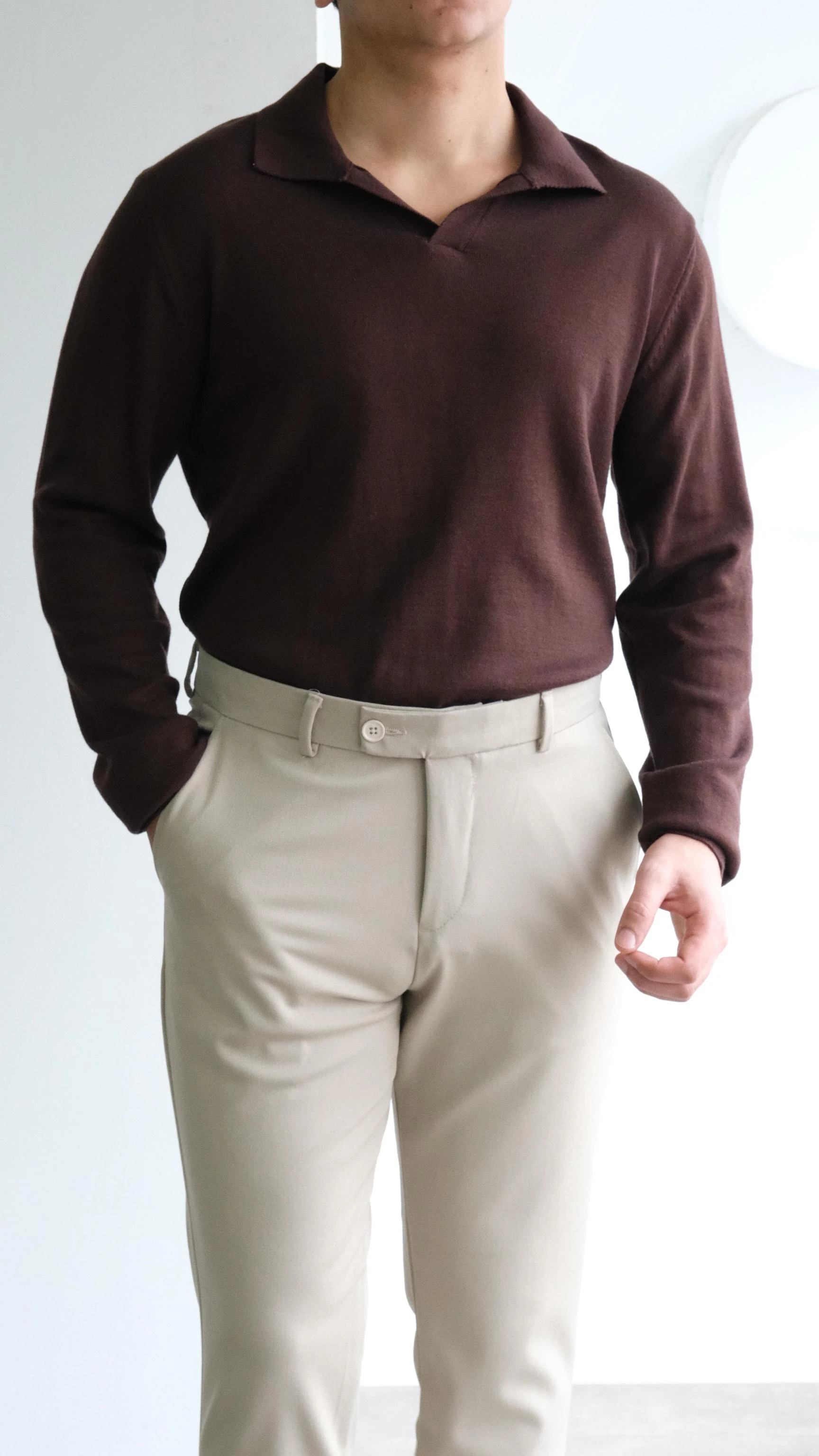 Kahve Apaş Yaka Triko