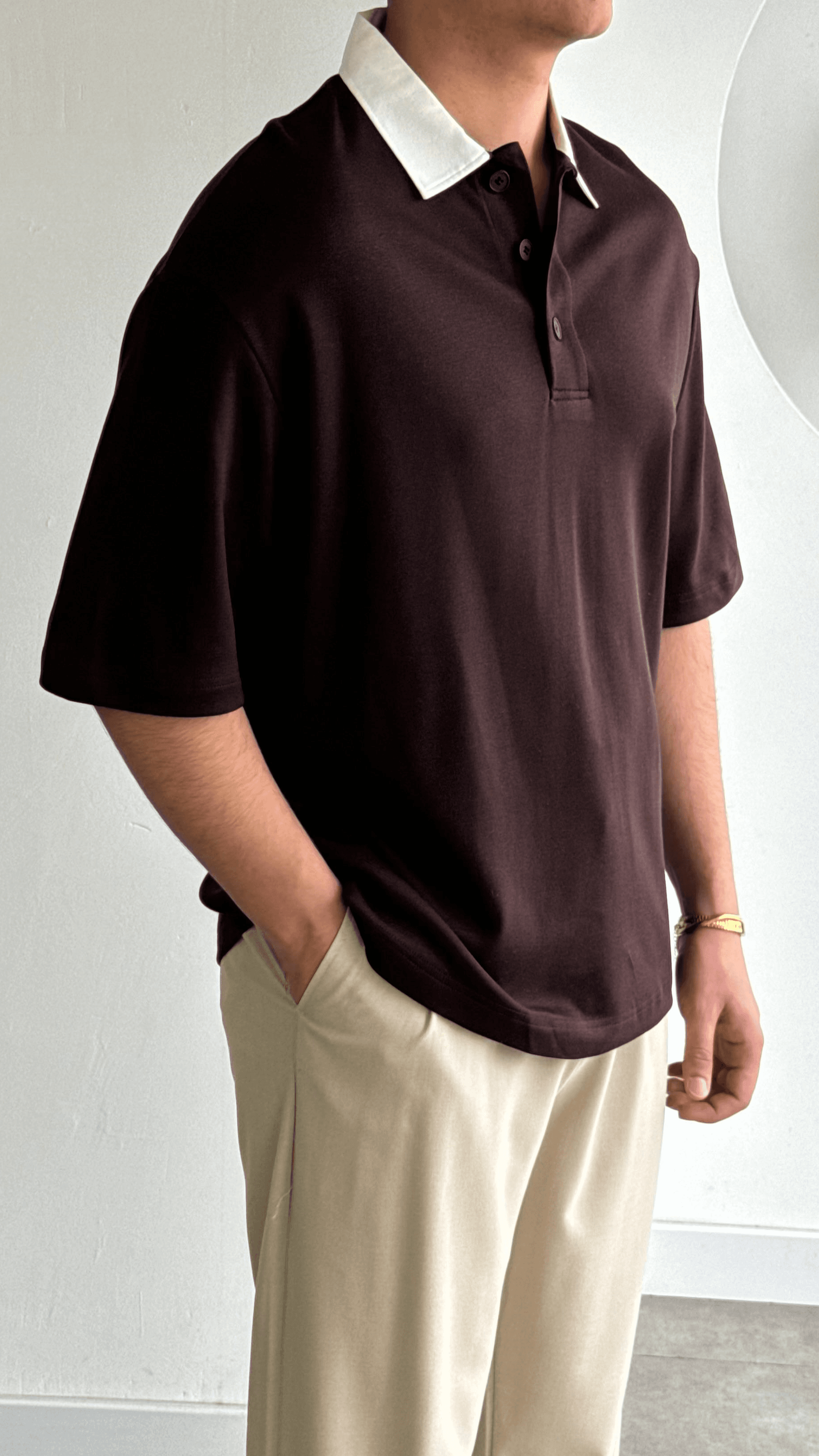 Kahve Polo Yaka Triko Tshirt