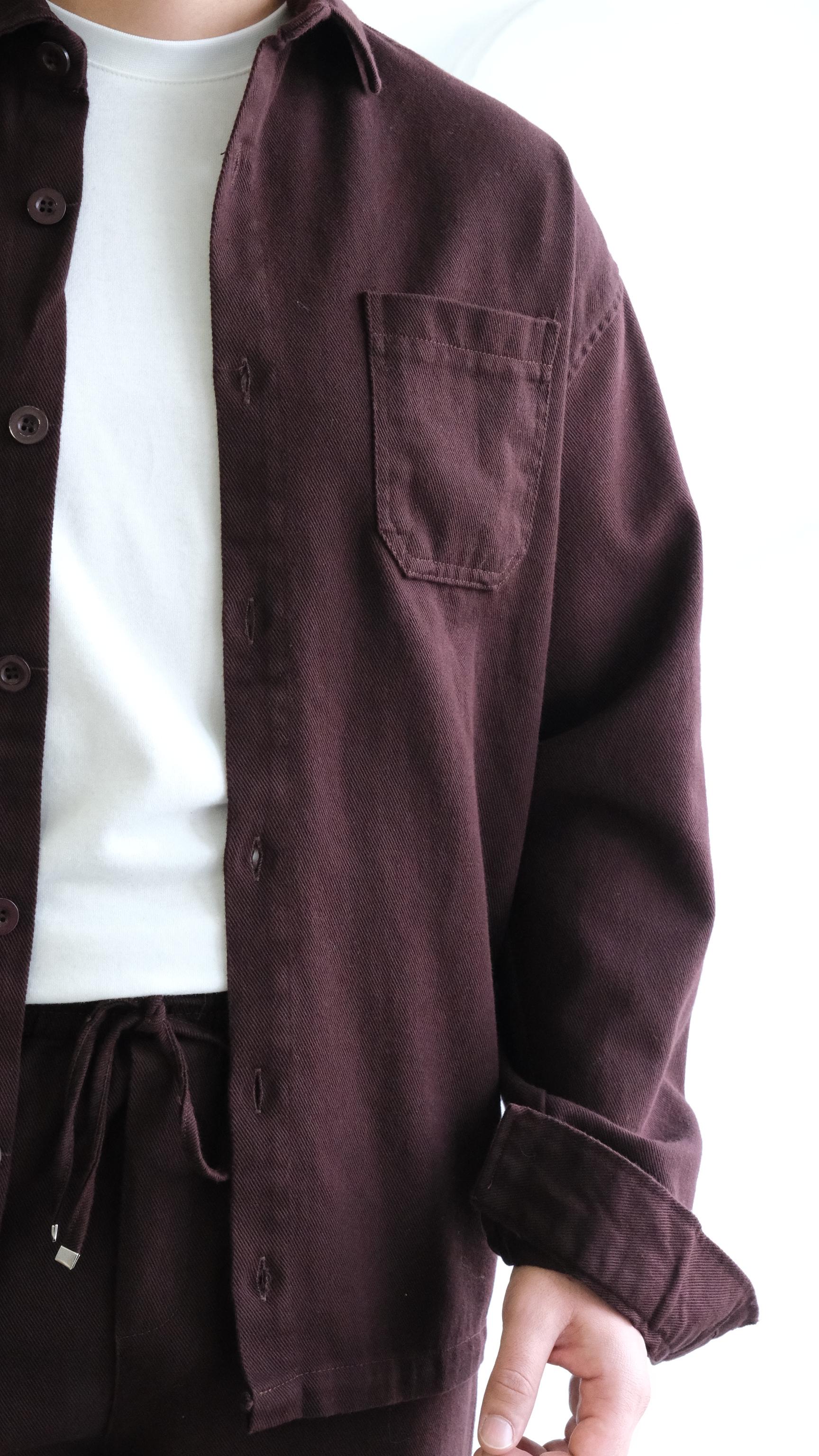 Acı Kahve Gabardin Oversize Gömlek