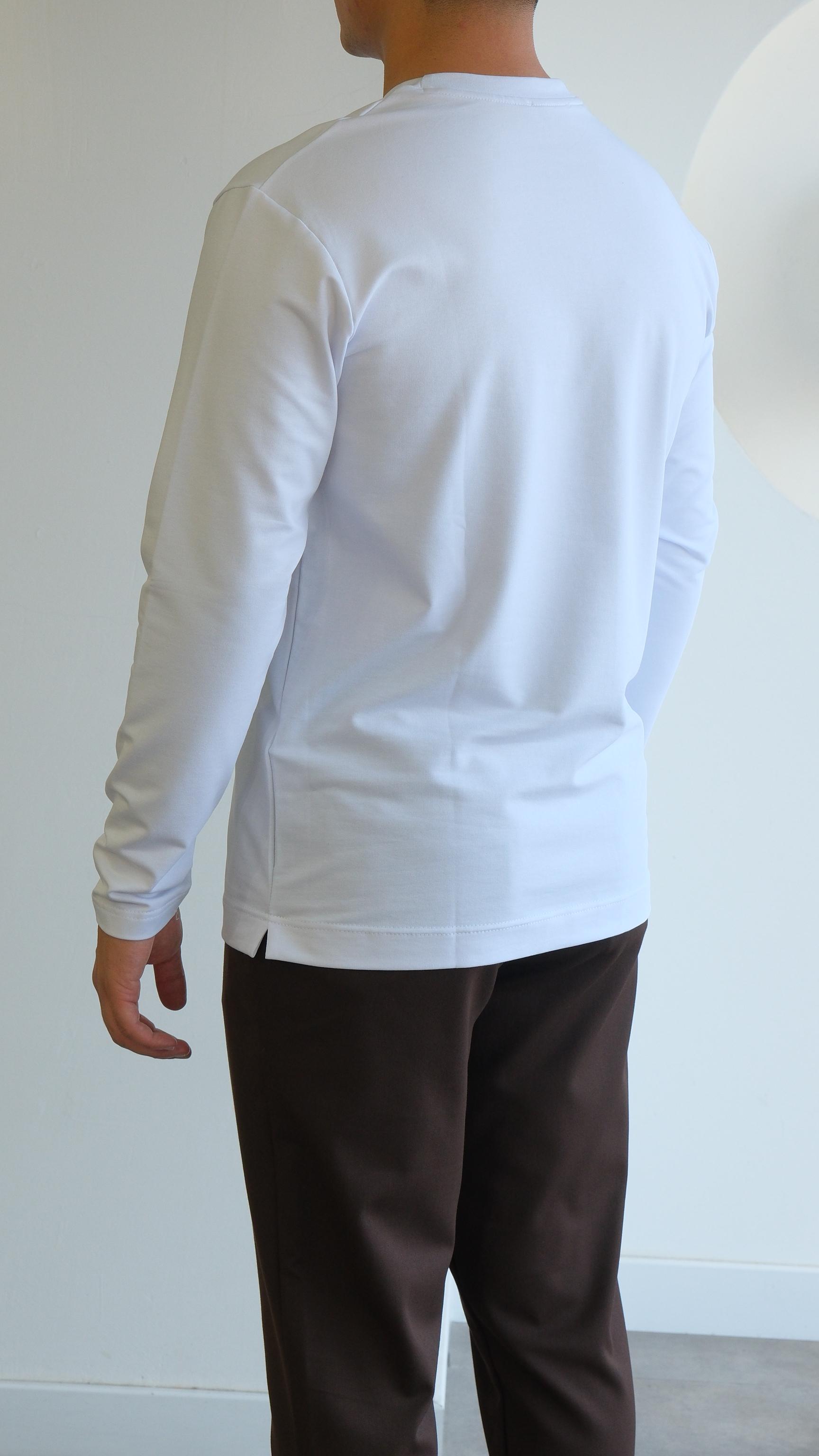 Beyaz Uzunkol Basic Tshirt