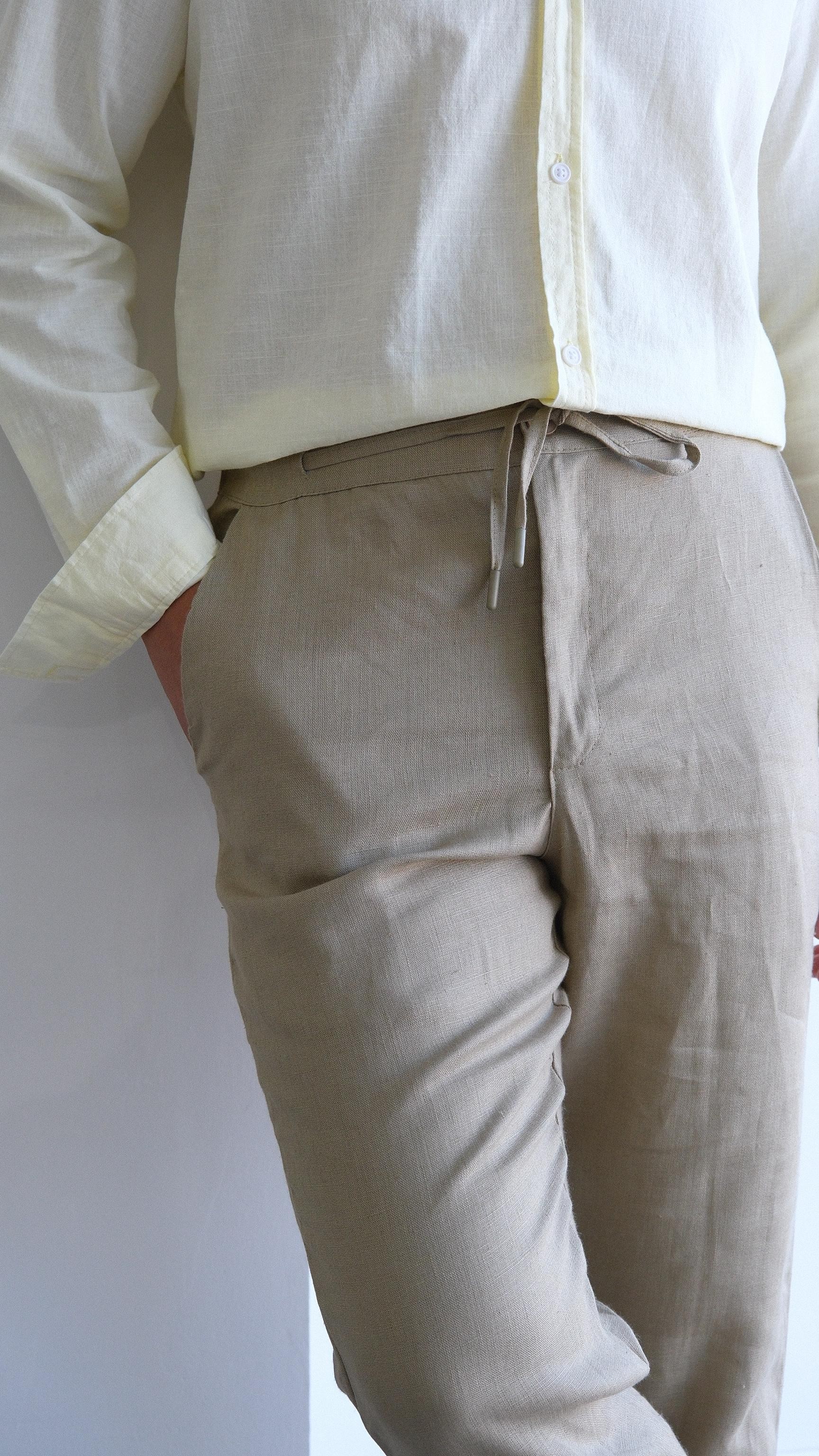Regular Fit Haki Keten Pantolon