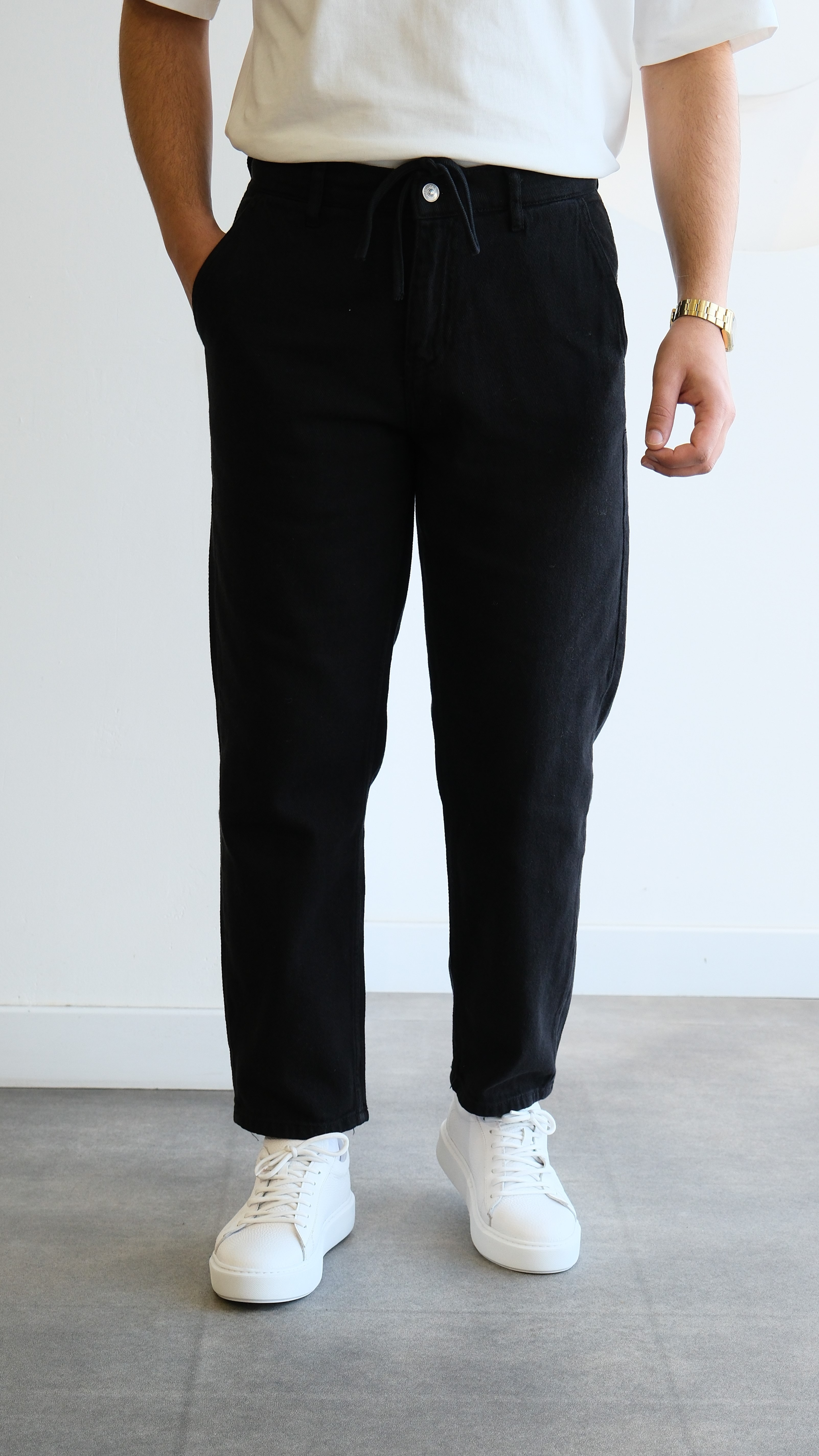 Siyah Boyfriend Gabardin Pantolon