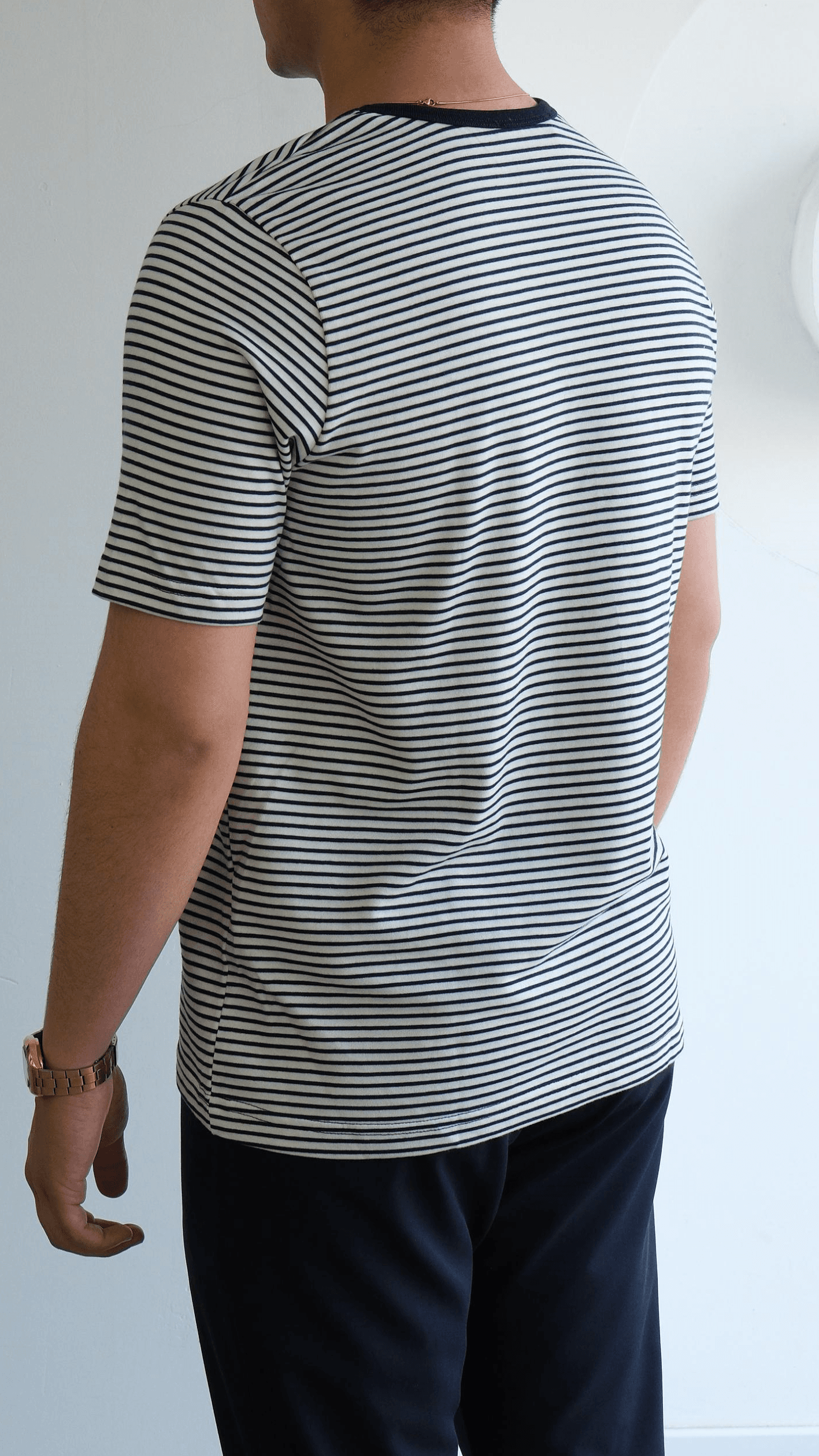 Lacivert Şeritli Basıc Tshirt
