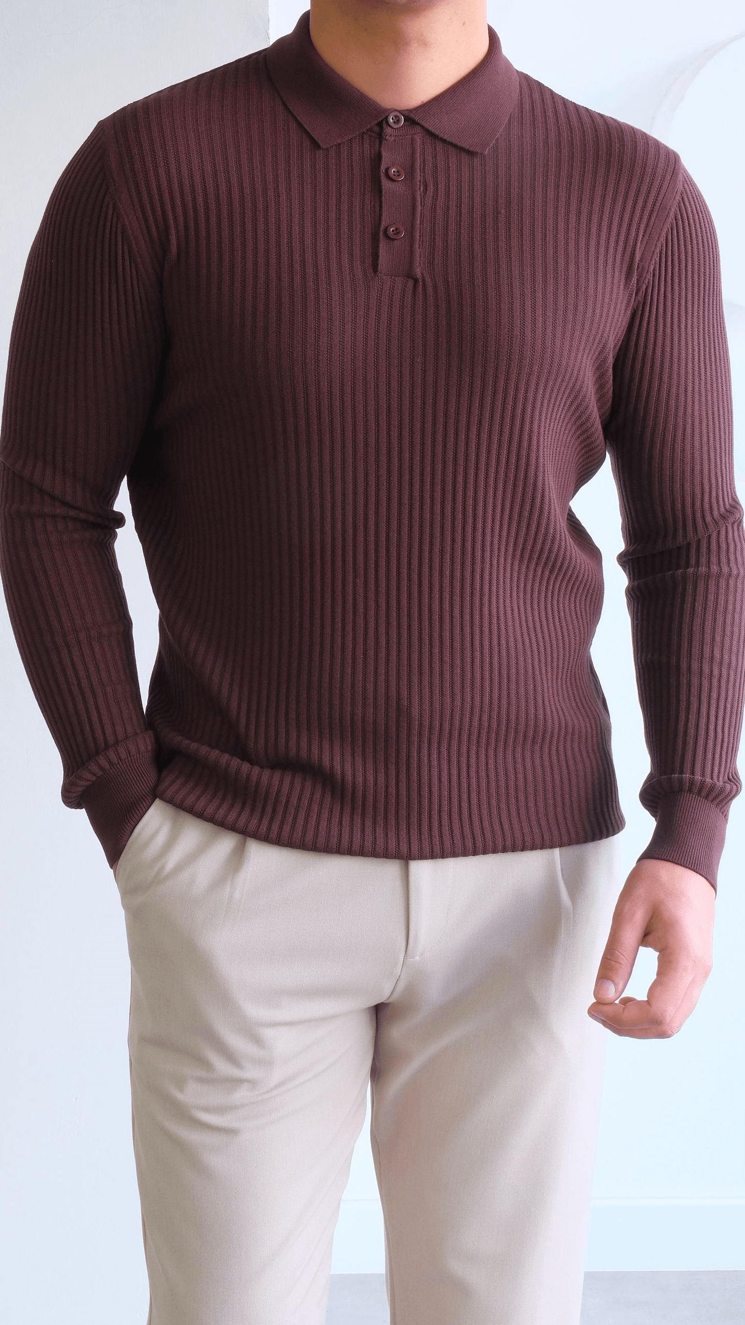Kahverengi Polo Yaka Triko