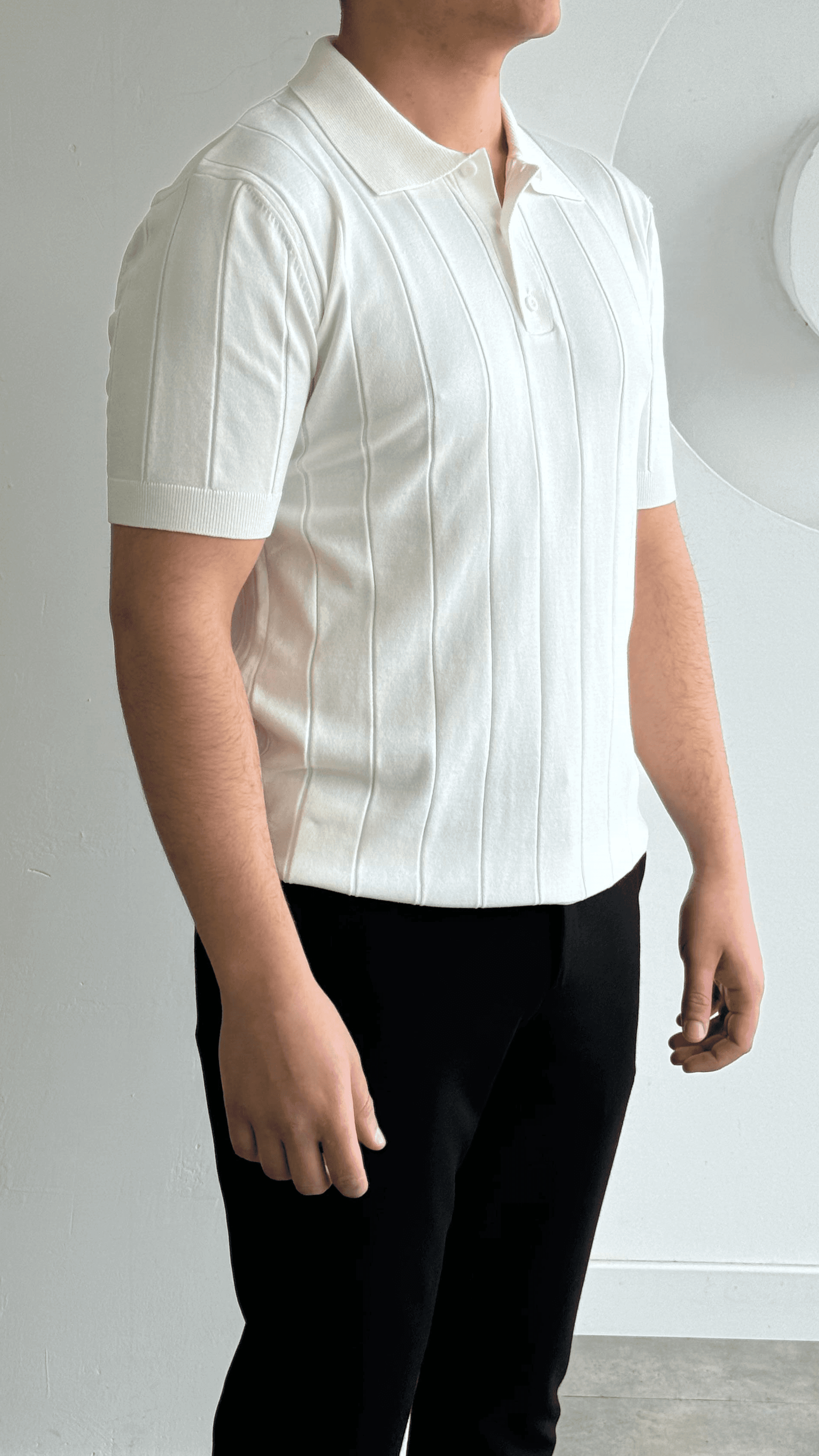Beyaz Şeritli Premıum Polo Yaka Triko