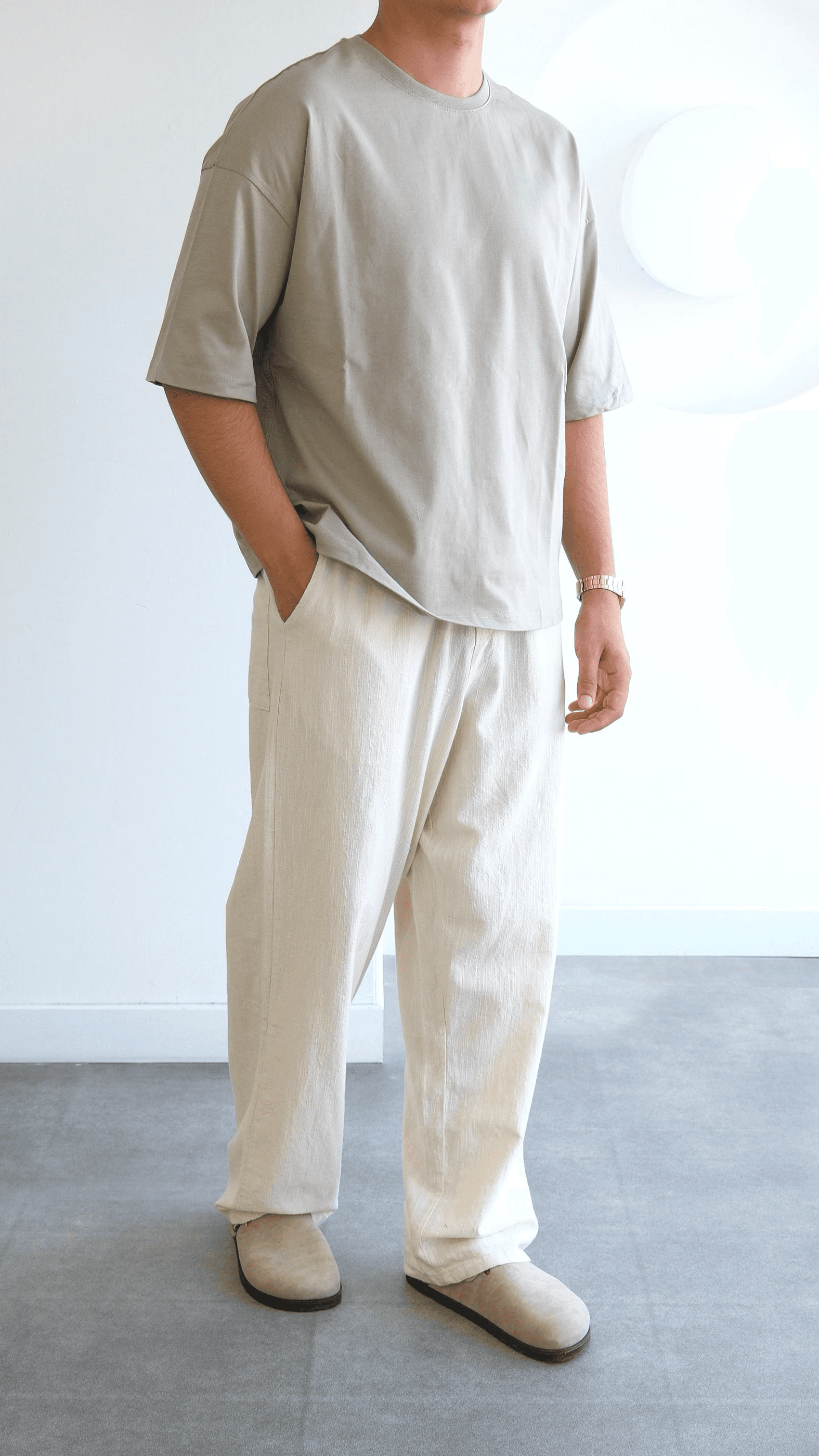 Bej Crop Fıt Basıc Tshirt