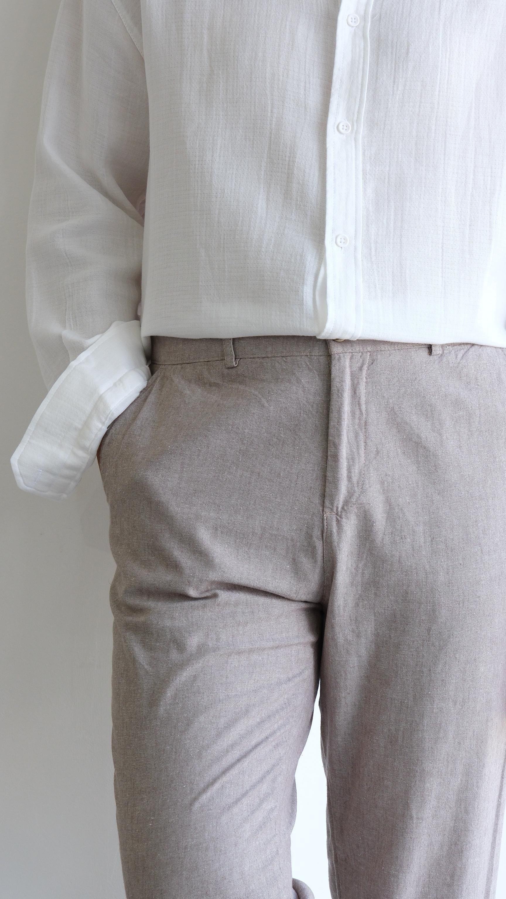 Taupe Regular Keten Pantolon