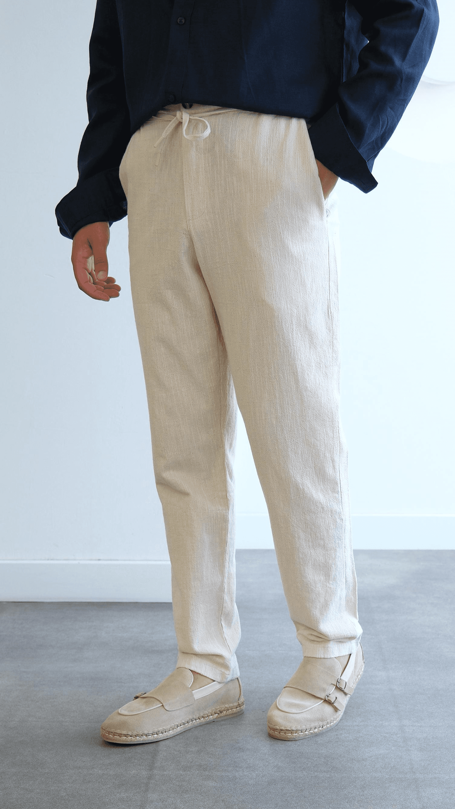 Bej Regular Keten Pantolon