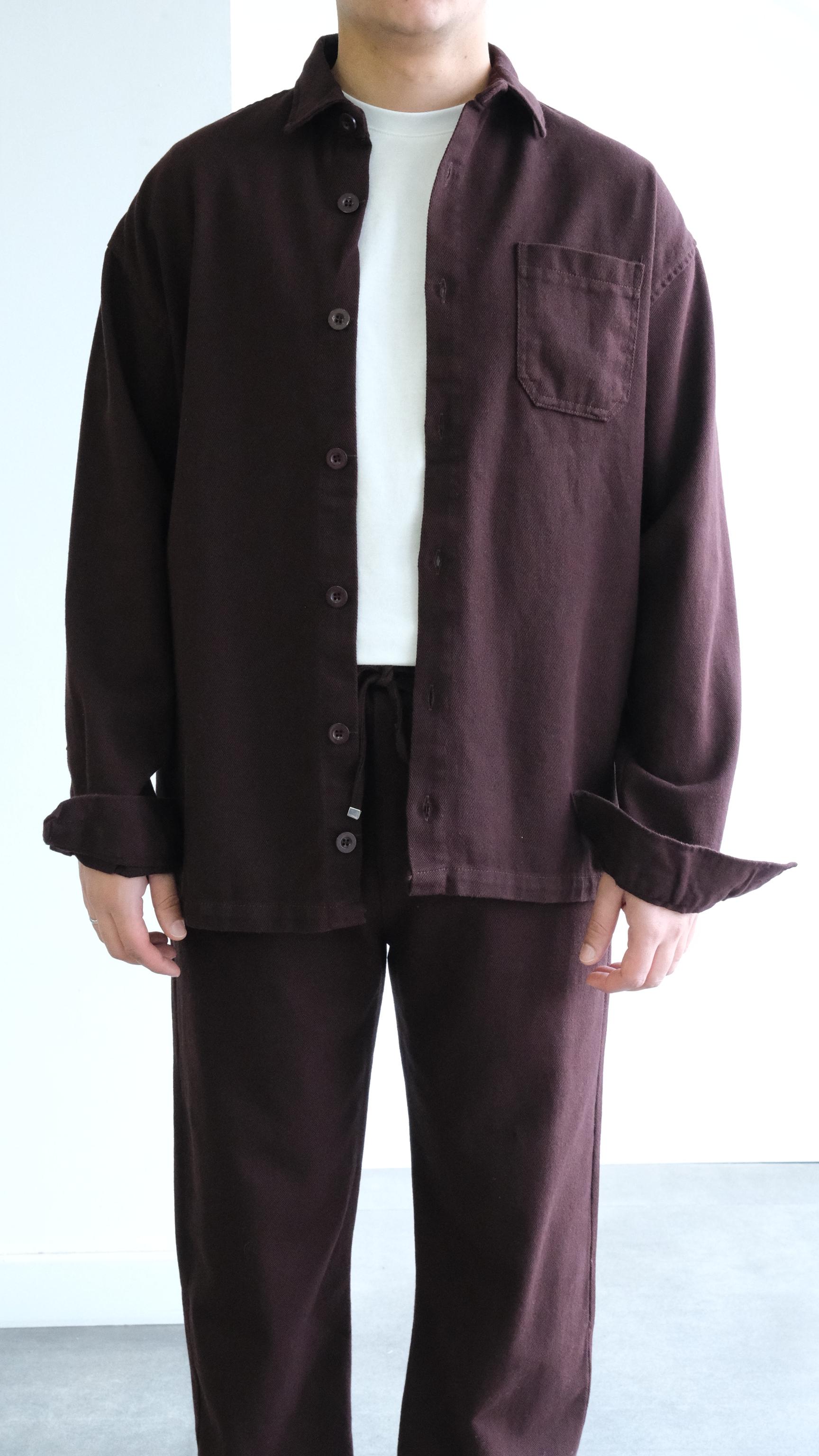 Acı Kahve Gabardin Oversize Gömlek