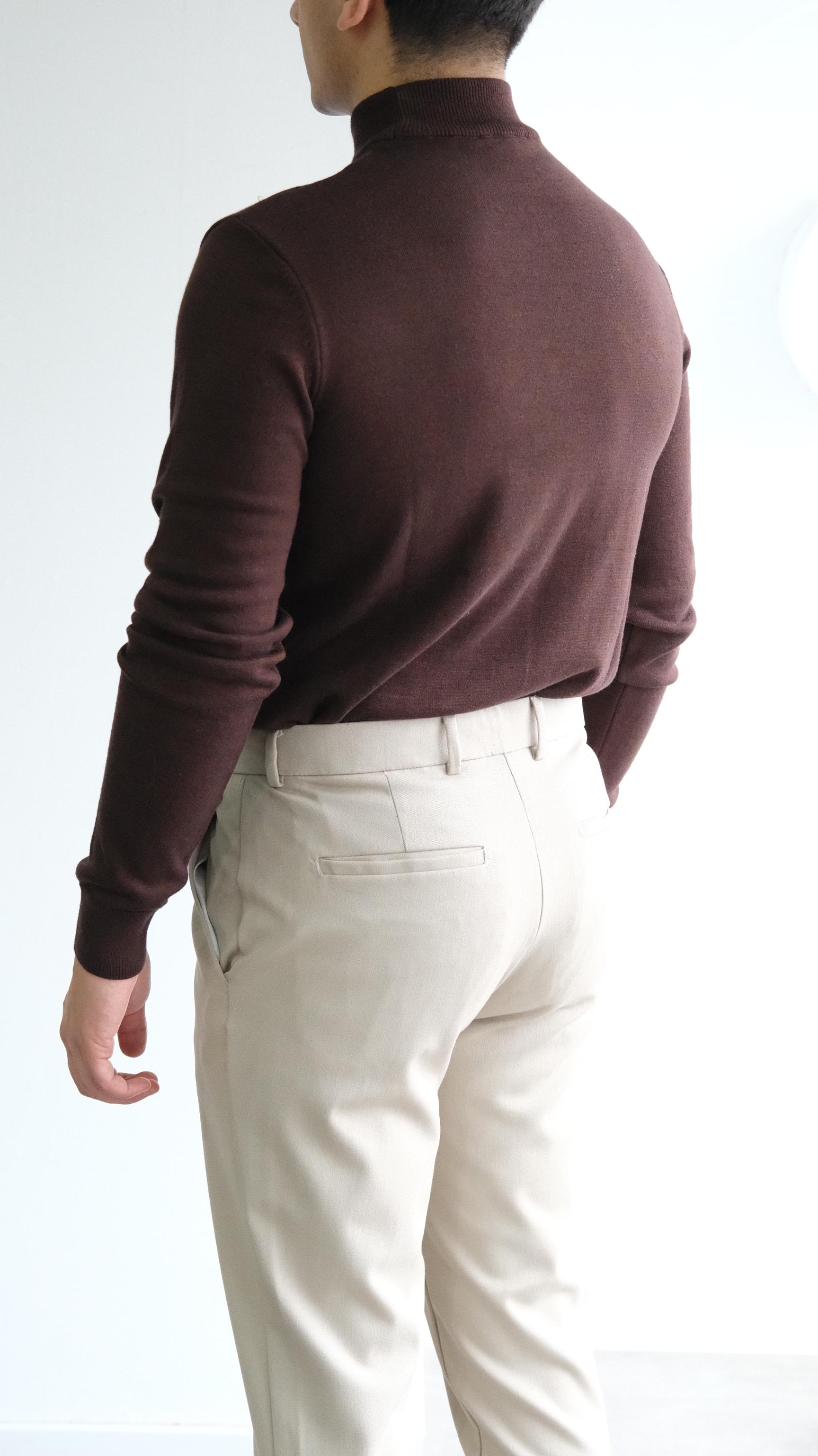 Kahve Yarım Boğazlı Triko