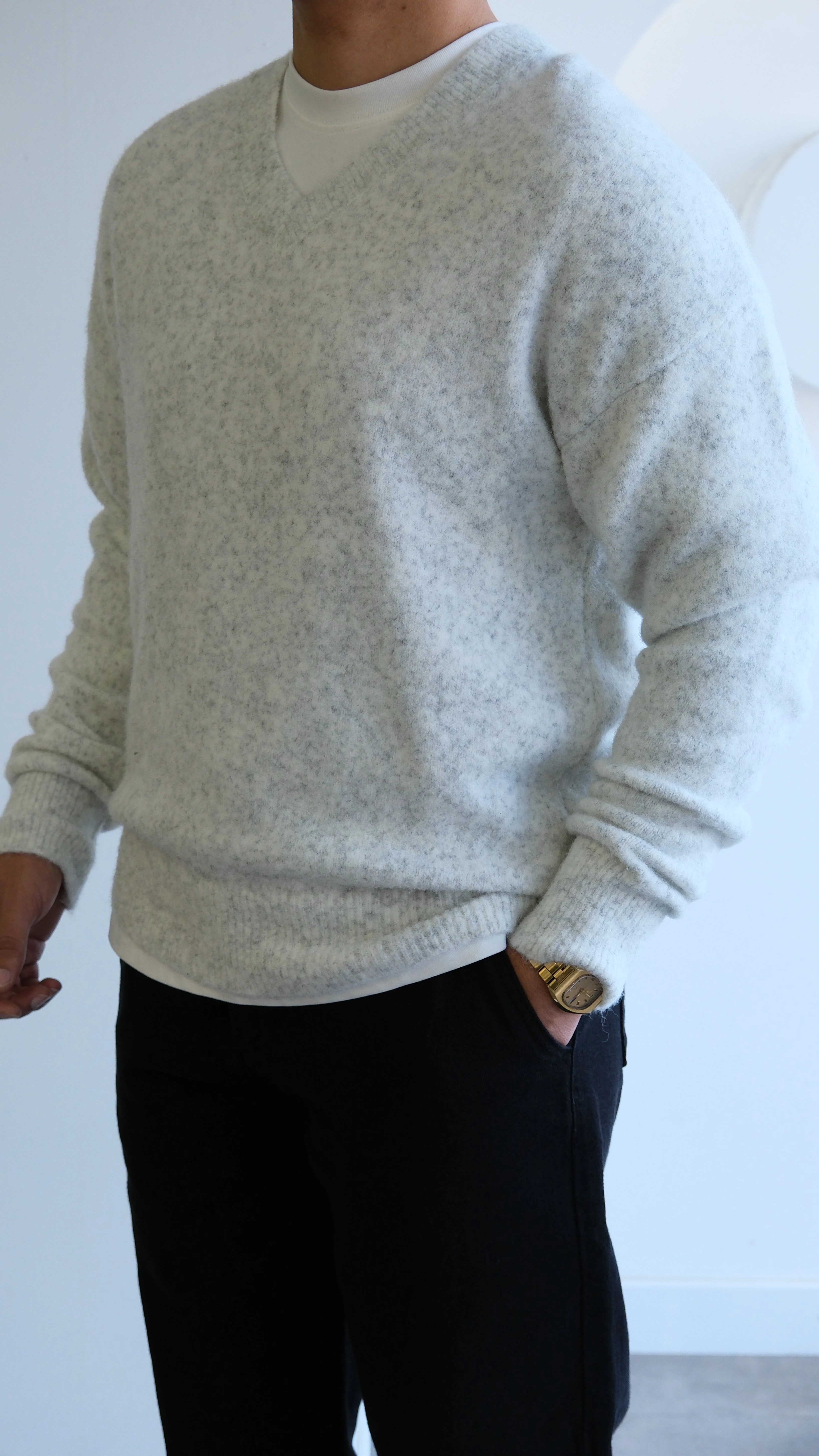 Yün Görünümlü V Yaka Kazak