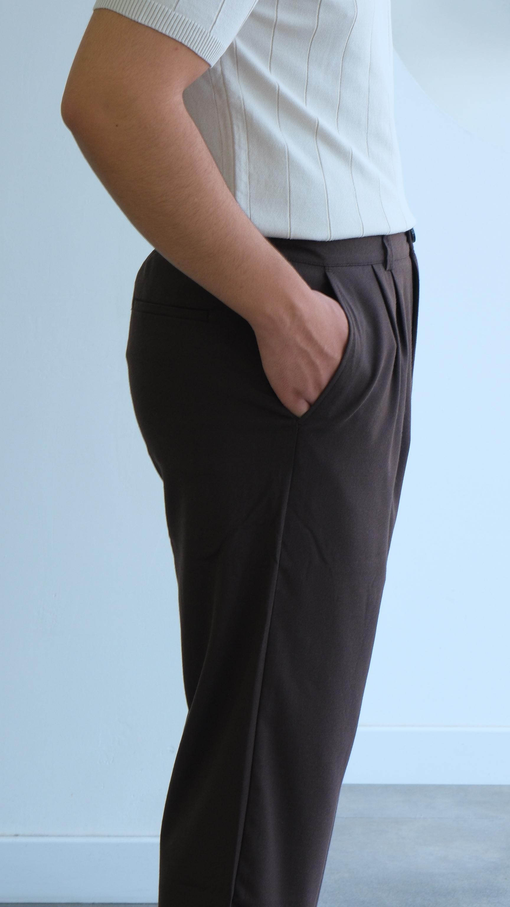 Kahve Baggy Kumaş Pantolon