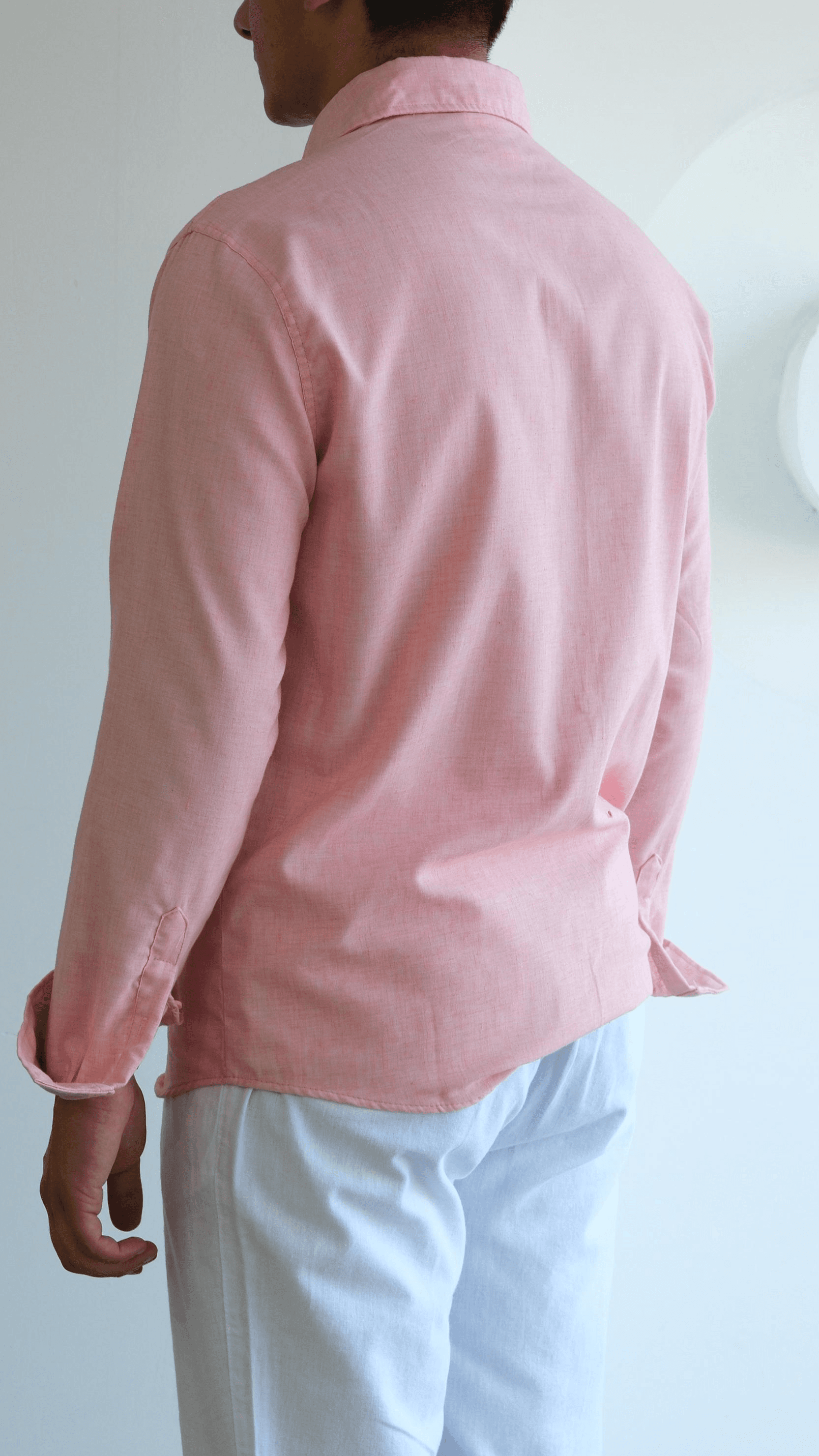 Pembe Flam Keten Gömlek