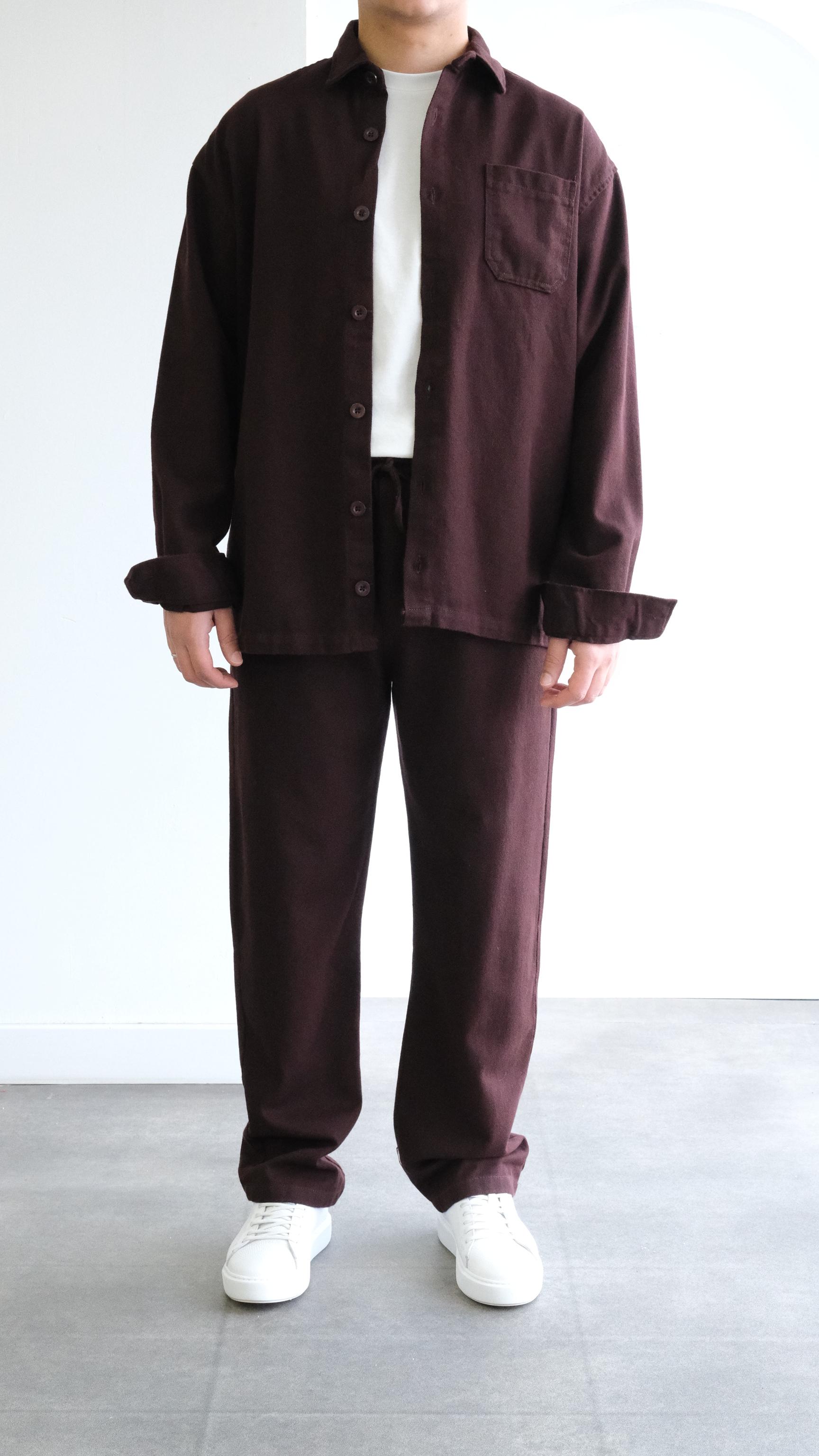 Acı Kahve Gabardin Oversize Gömlek