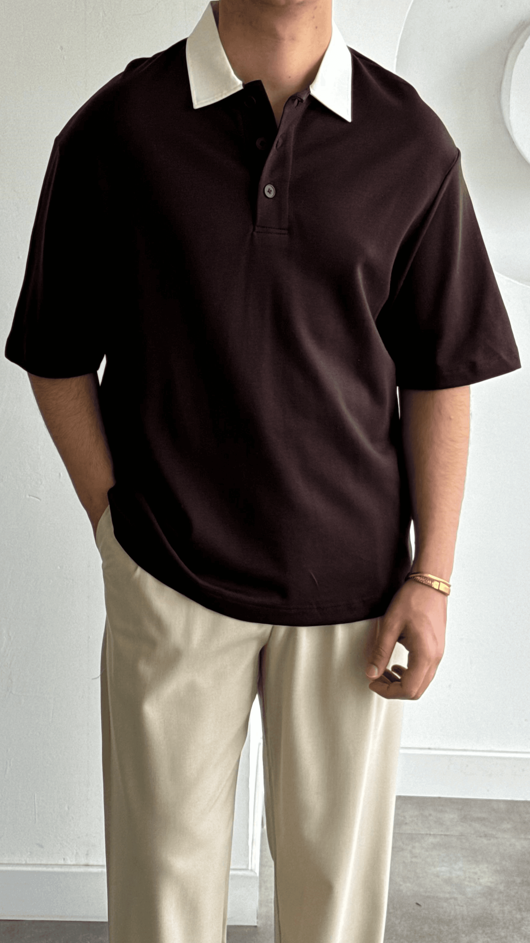 Kahve Polo Yaka Triko Tshirt
