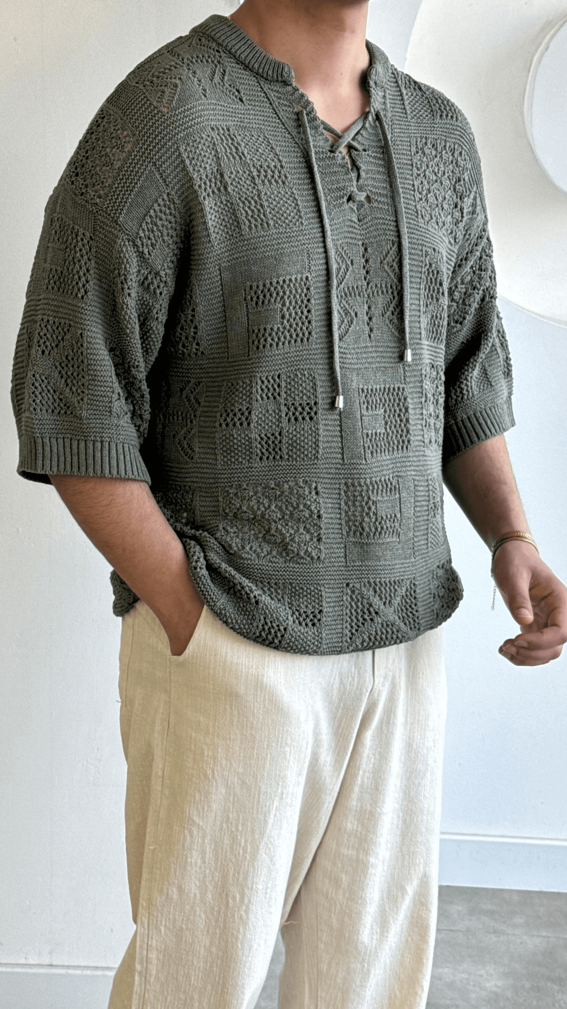 Haki Örme Oversize Tshirt